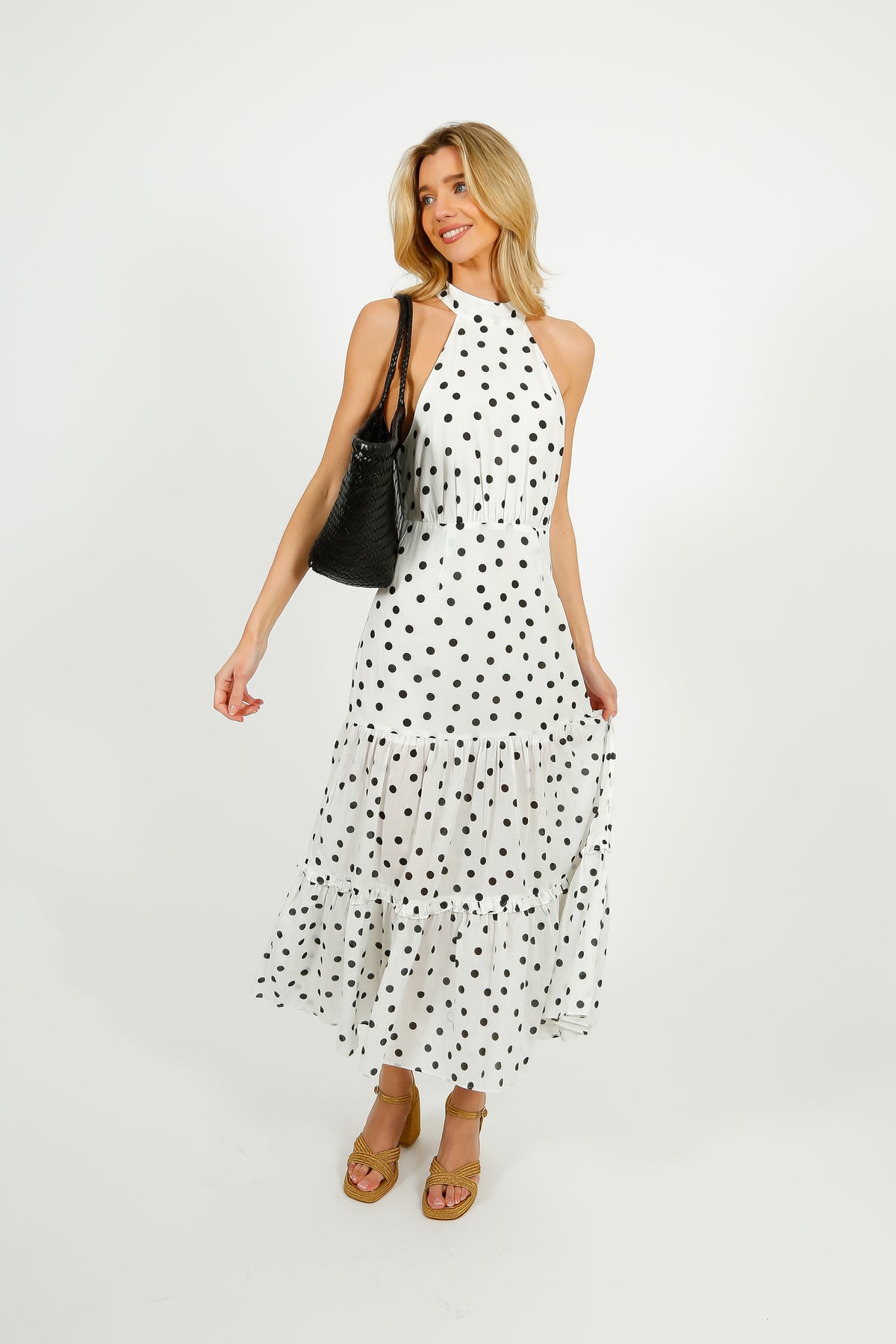 RIXO Eleanor Dress in Bohemia Spot Ivory