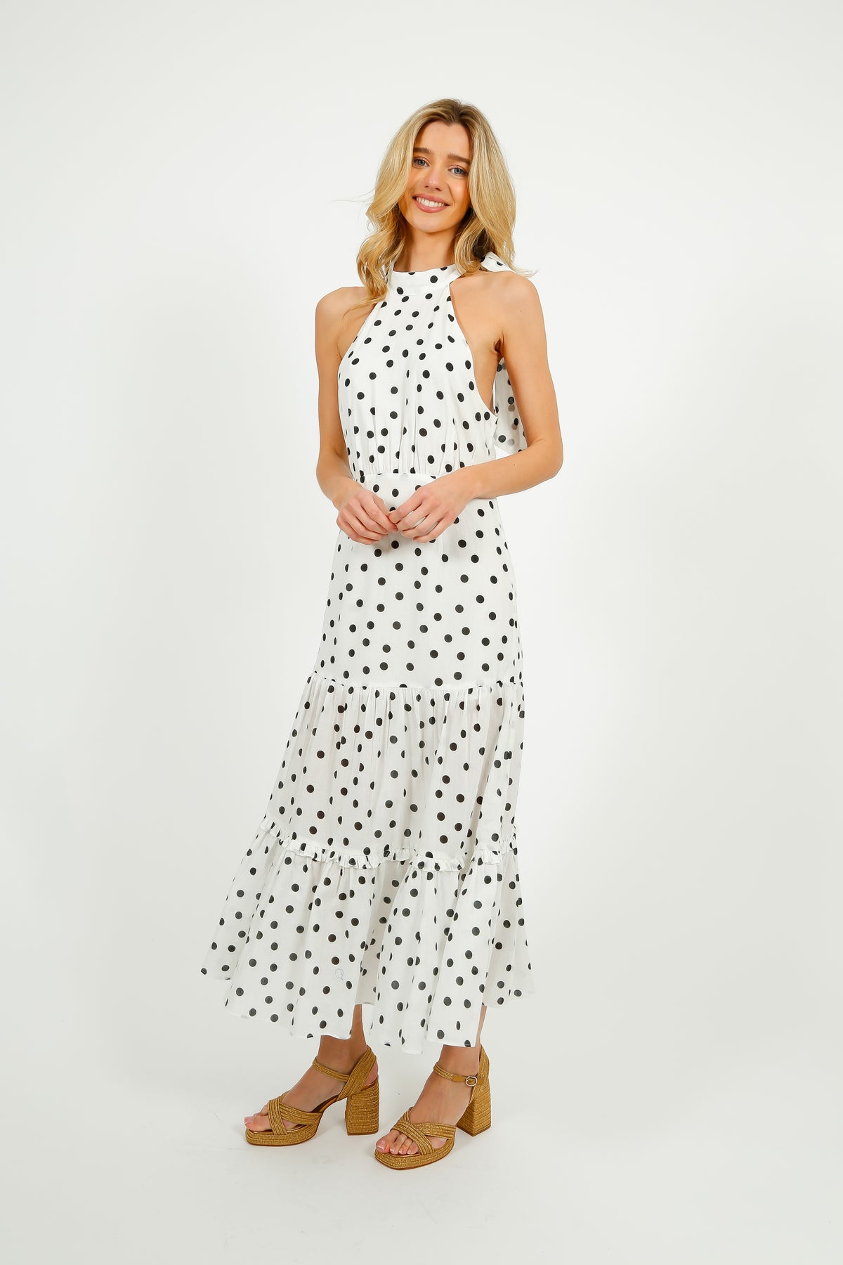 RIXO Eleanor Dress in Bohemia Spot Ivory