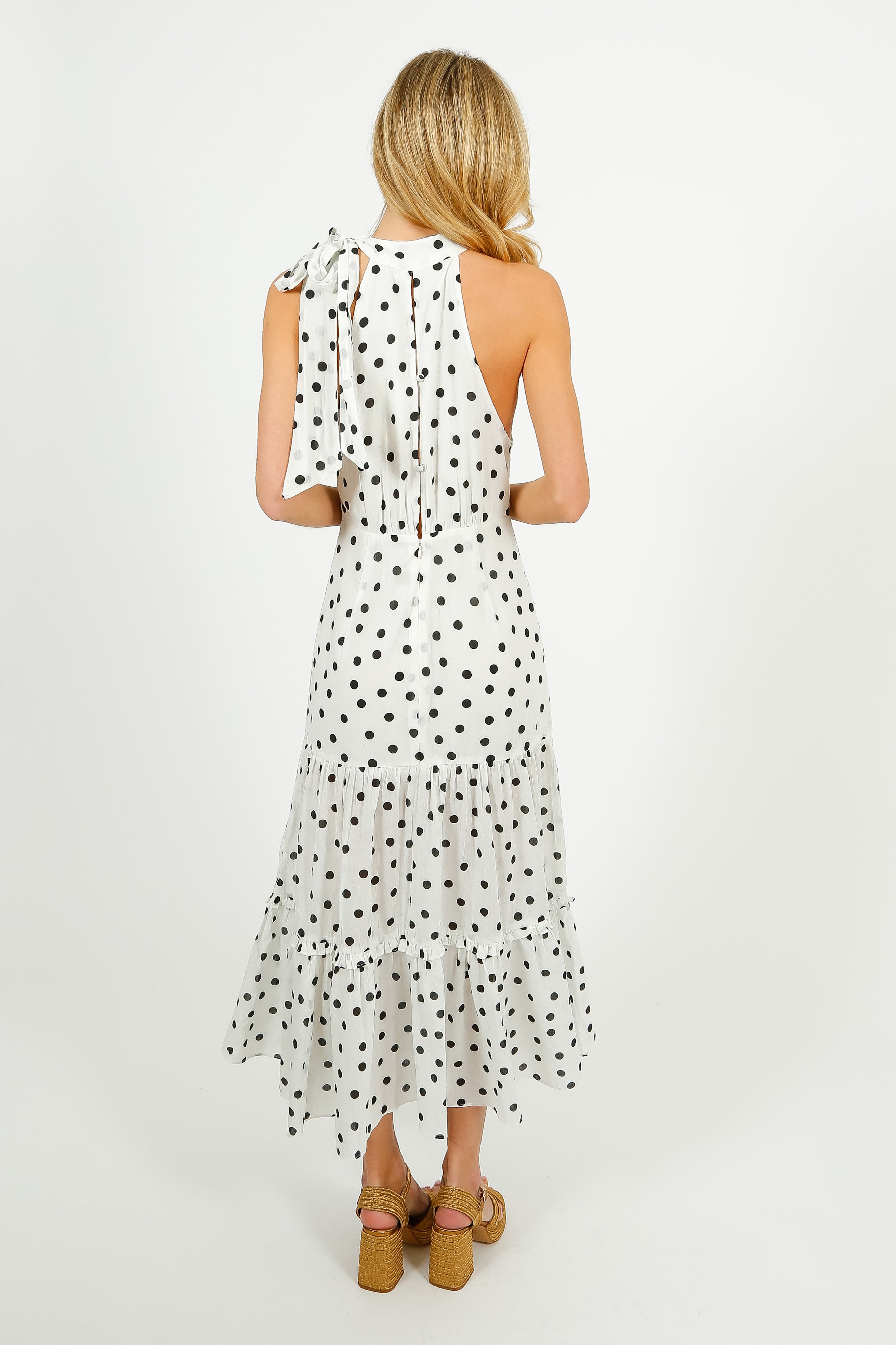 RIXO Eleanor Dress in Bohemia Spot Ivory