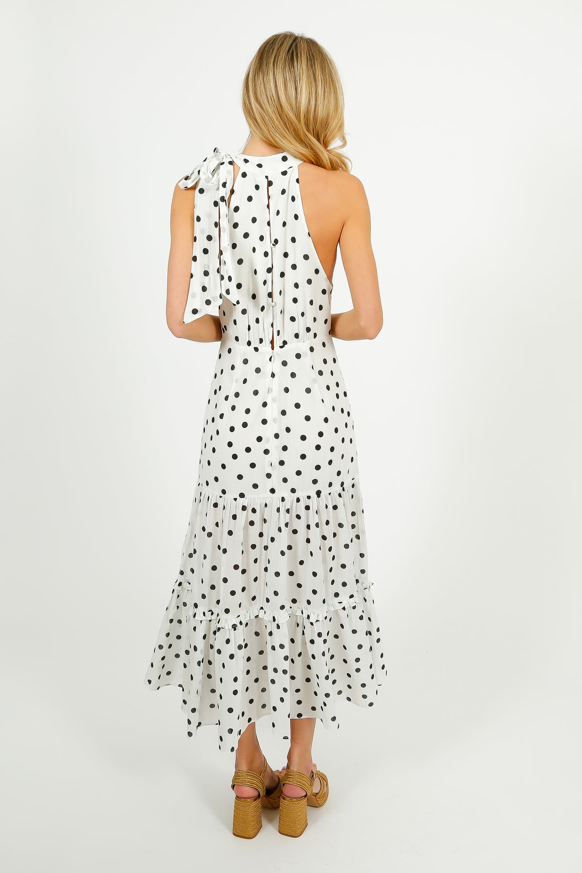 RIXO Eleanor Dress in Bohemia Spot Ivory
