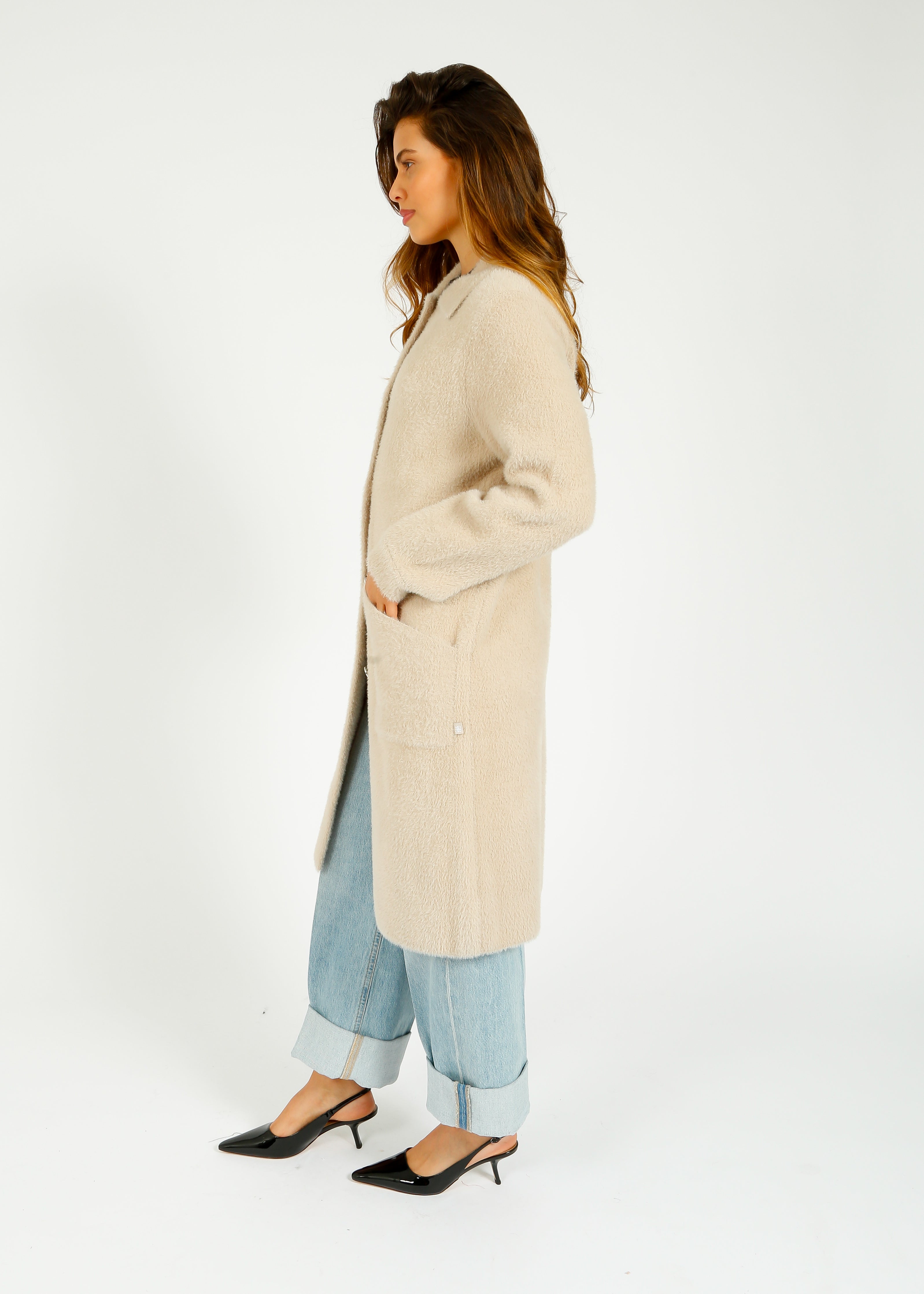 R&P Elda Long Cardicoat in Stone