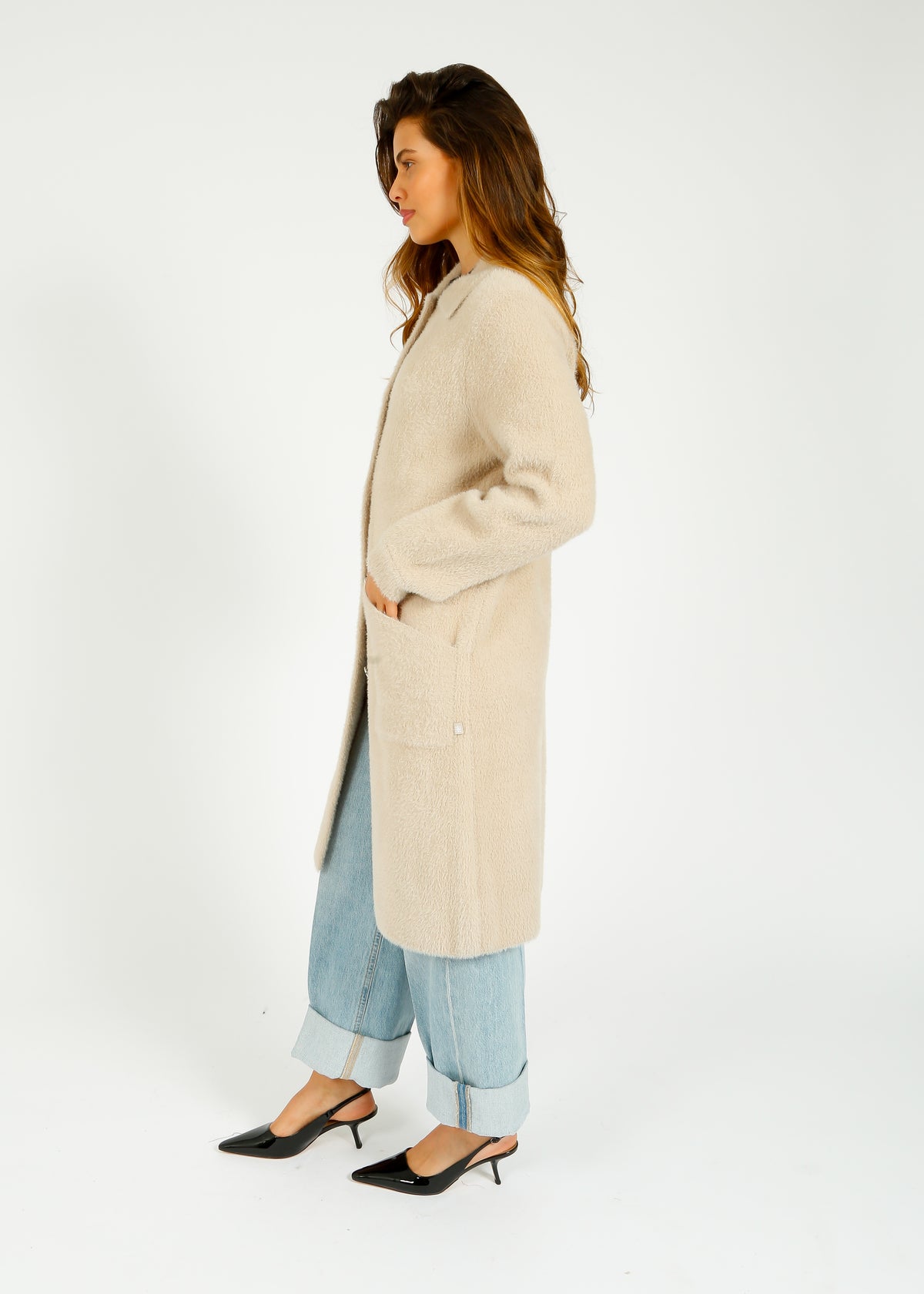 R&P Elda Long Cardicoat in Stone