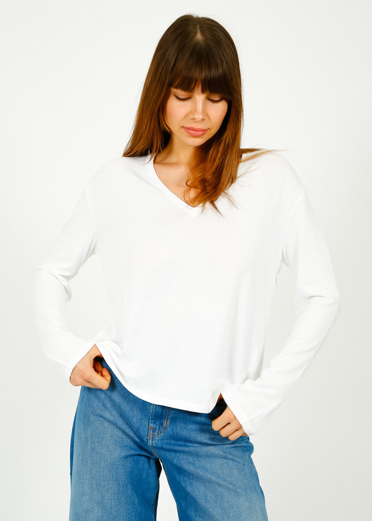 Rag & Bone The Knit Vee LS in White