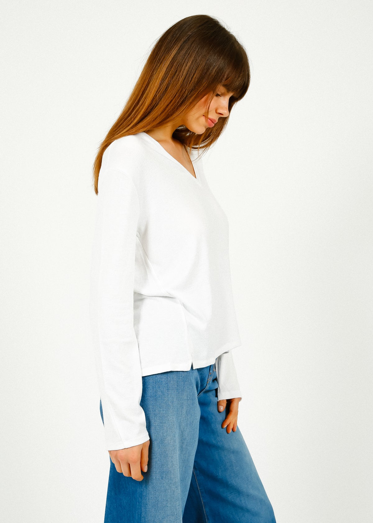 Rag & Bone The Knit Vee LS in White