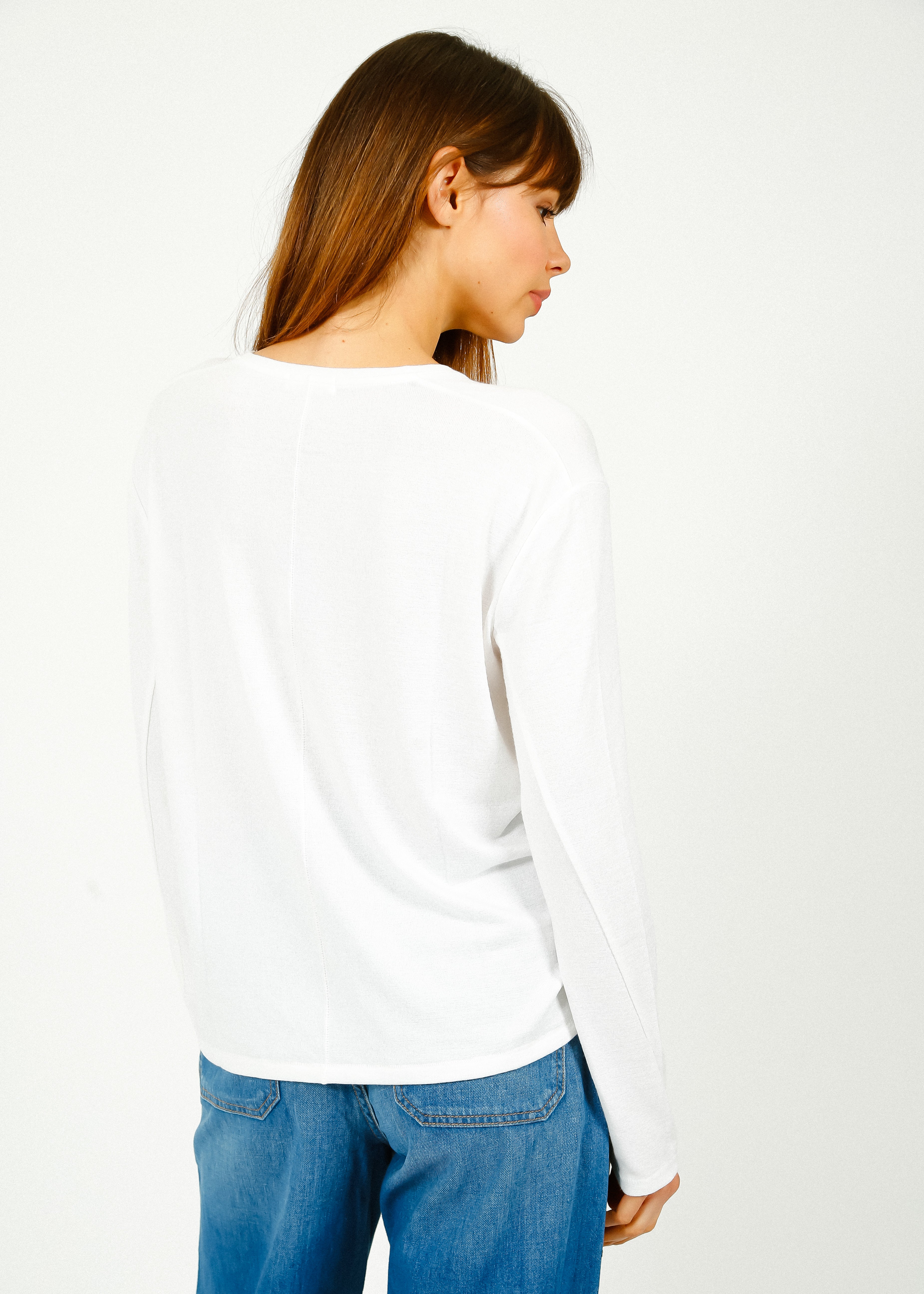 Rag & Bone The Knit Vee LS in White