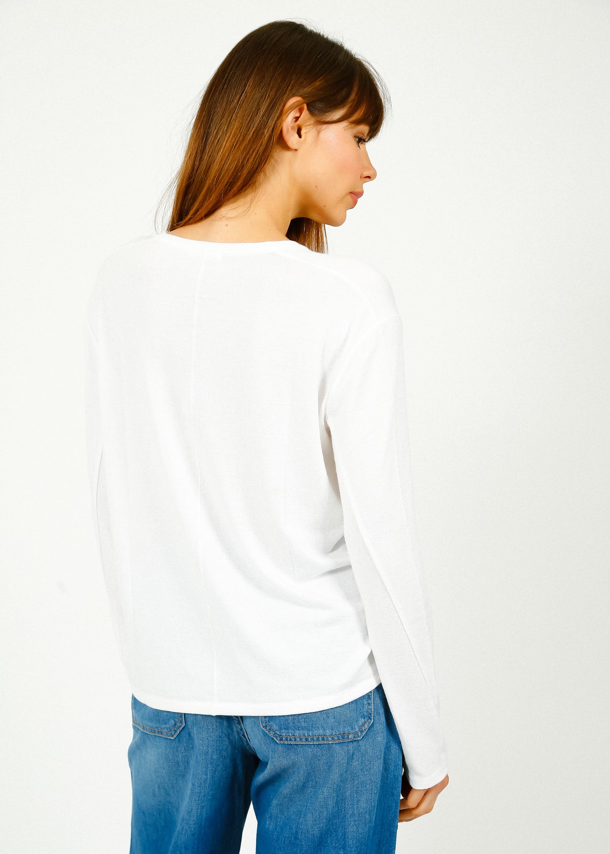 Rag & Bone The Knit Vee LS in White