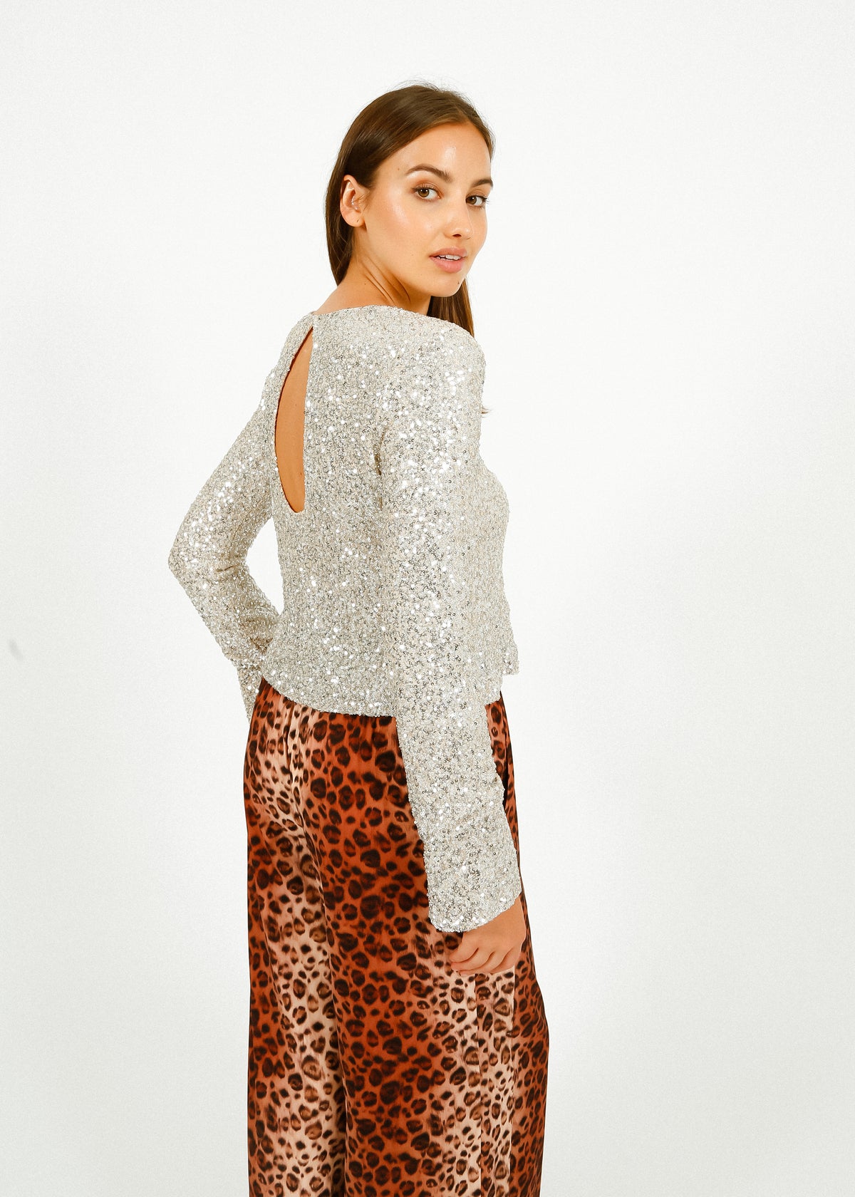Primrose Park Marni Top in Silver Sequin