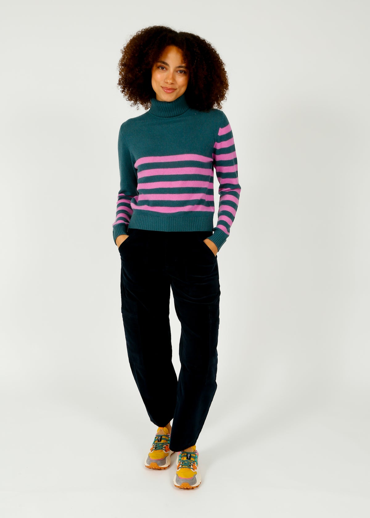 JU Invert Stripe Roll Crew in Jasper, Bubblegum