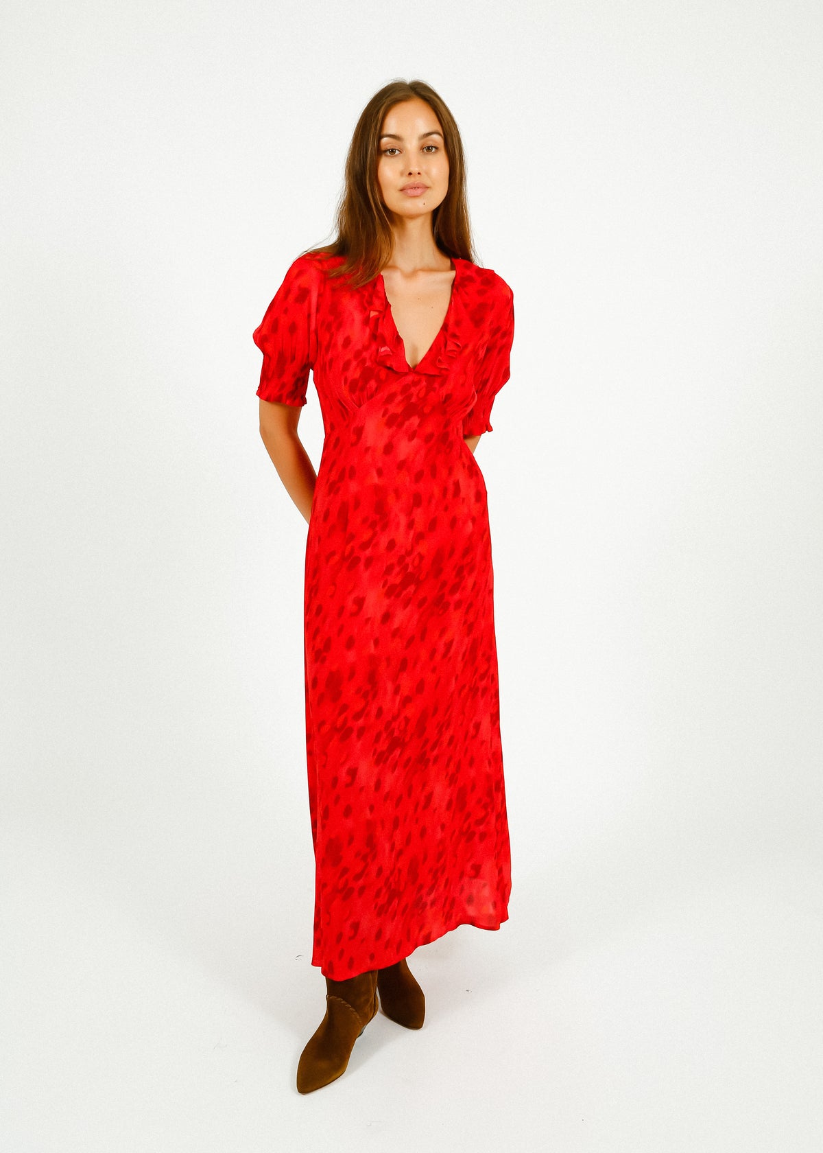 Primrose Park Dolly Dress in Brushwork Red