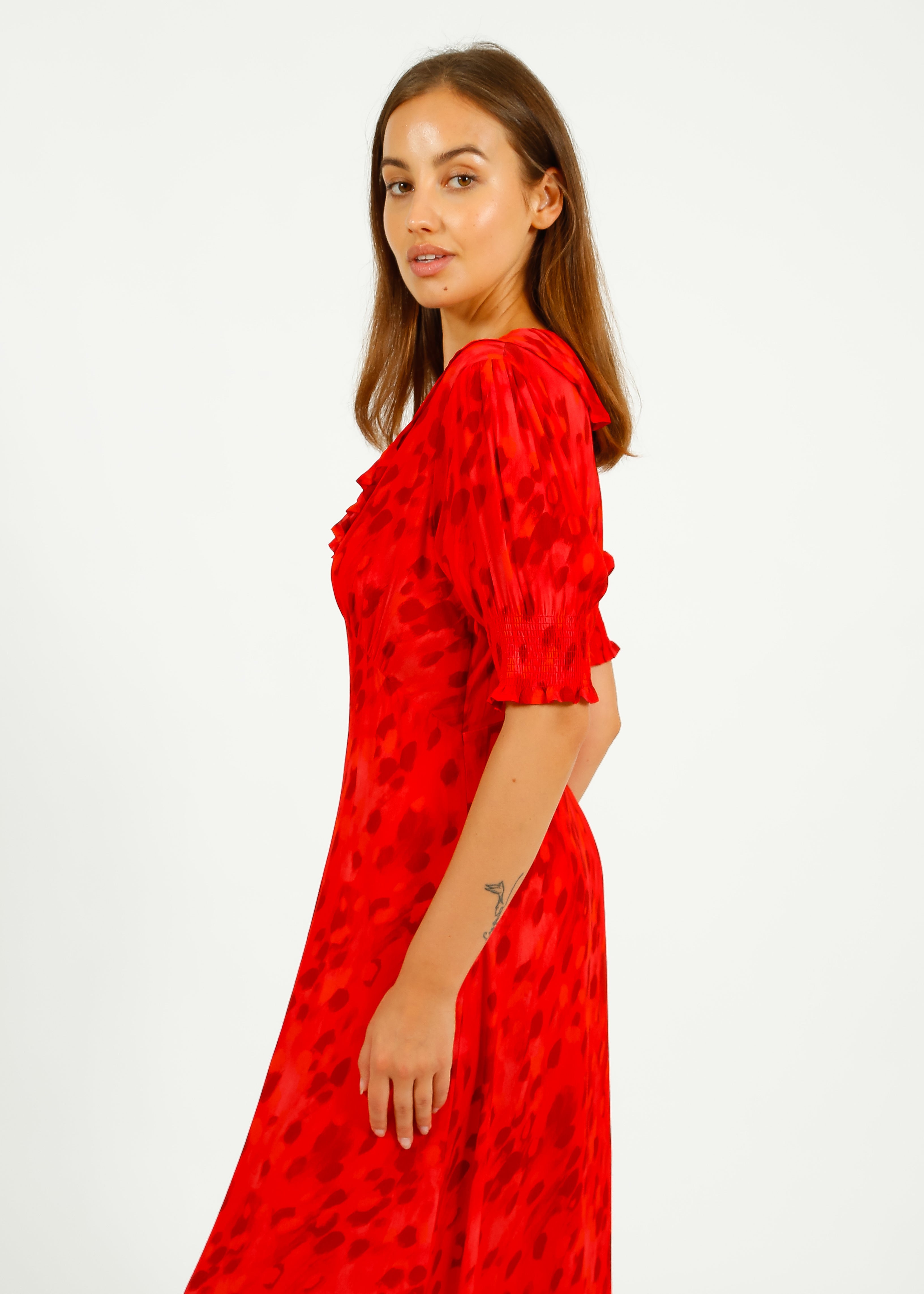 Primrose Park Dolly Dress in Brushwork Red