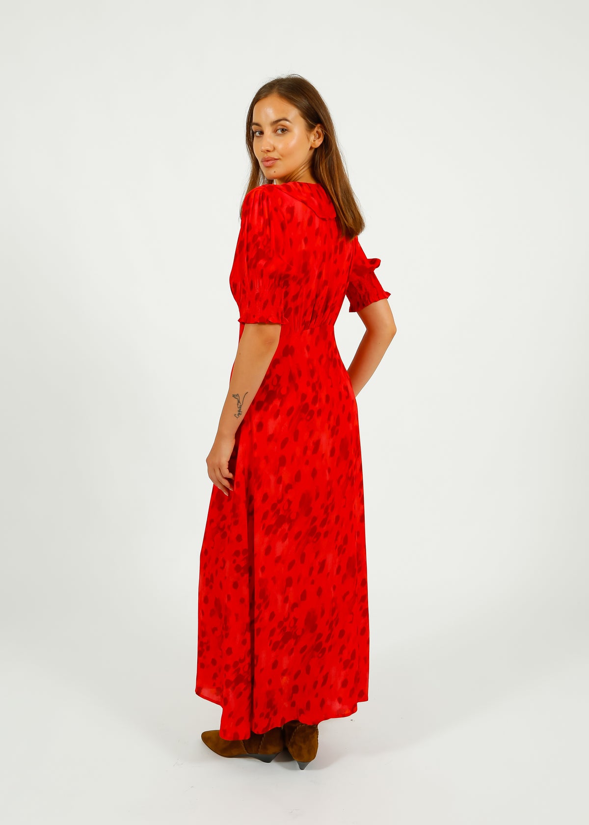 Primrose Park Dolly Dress in Brushwork Red