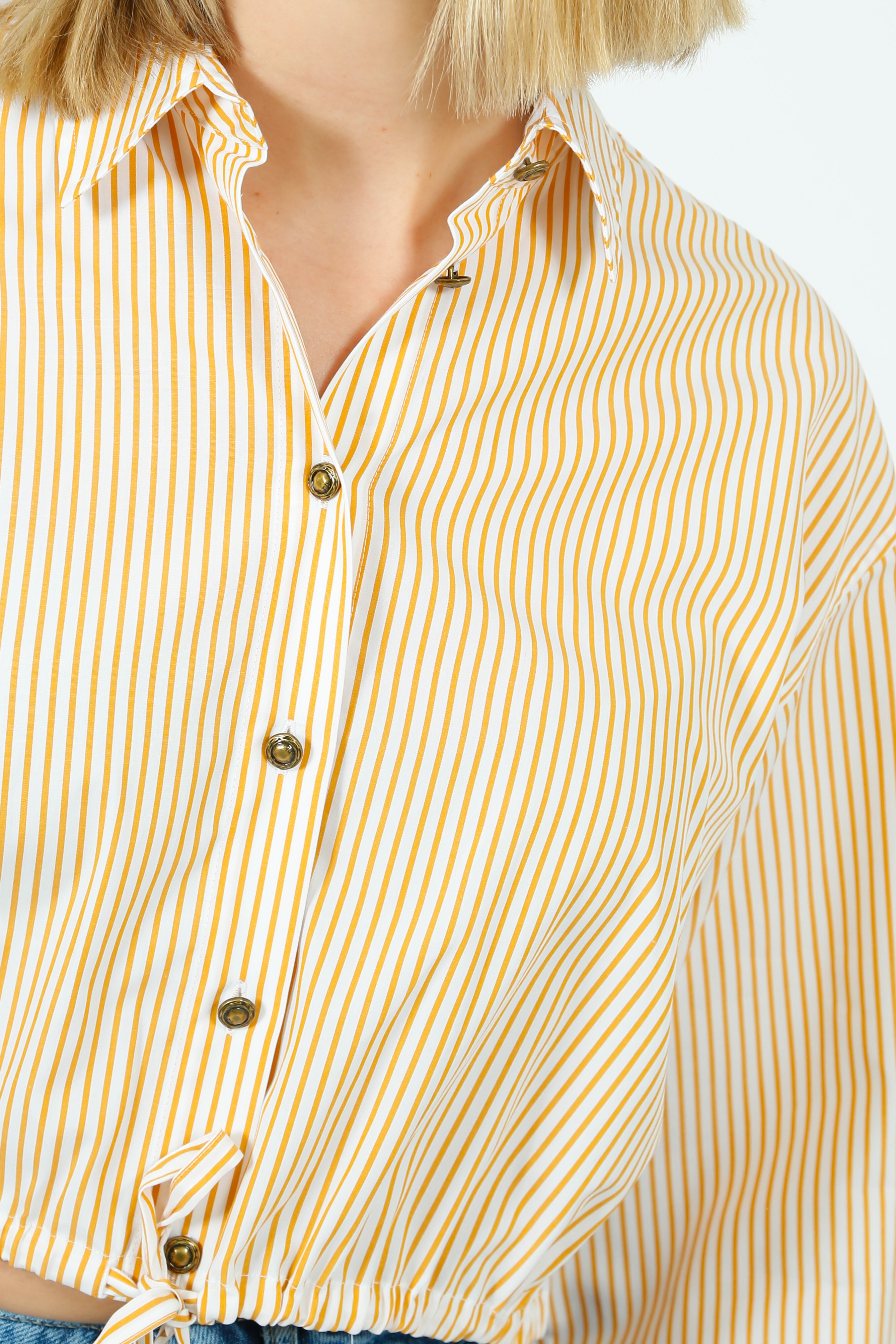 R&B Georgie Stripe Poplin Shirt in Gold Stripe