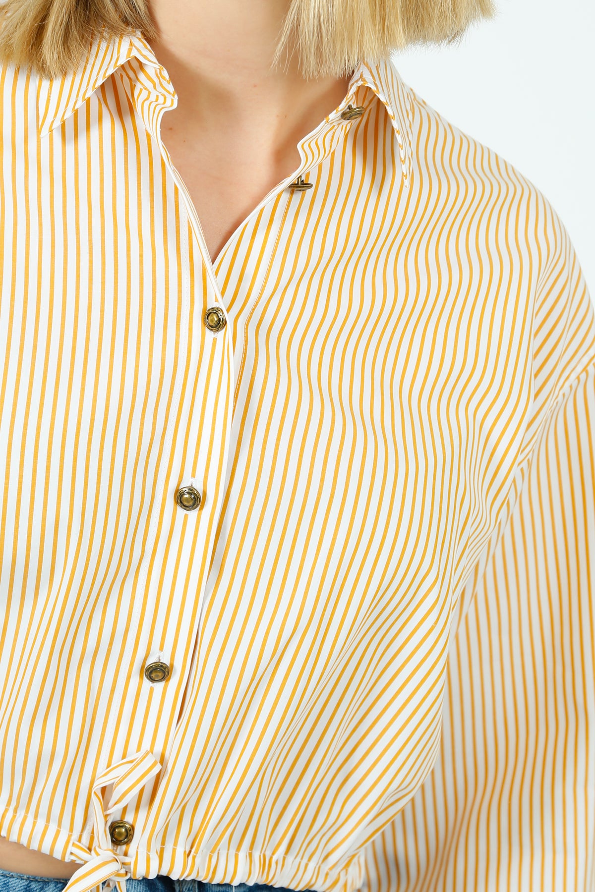 R&B Georgie Stripe Poplin Shirt in Gold Stripe