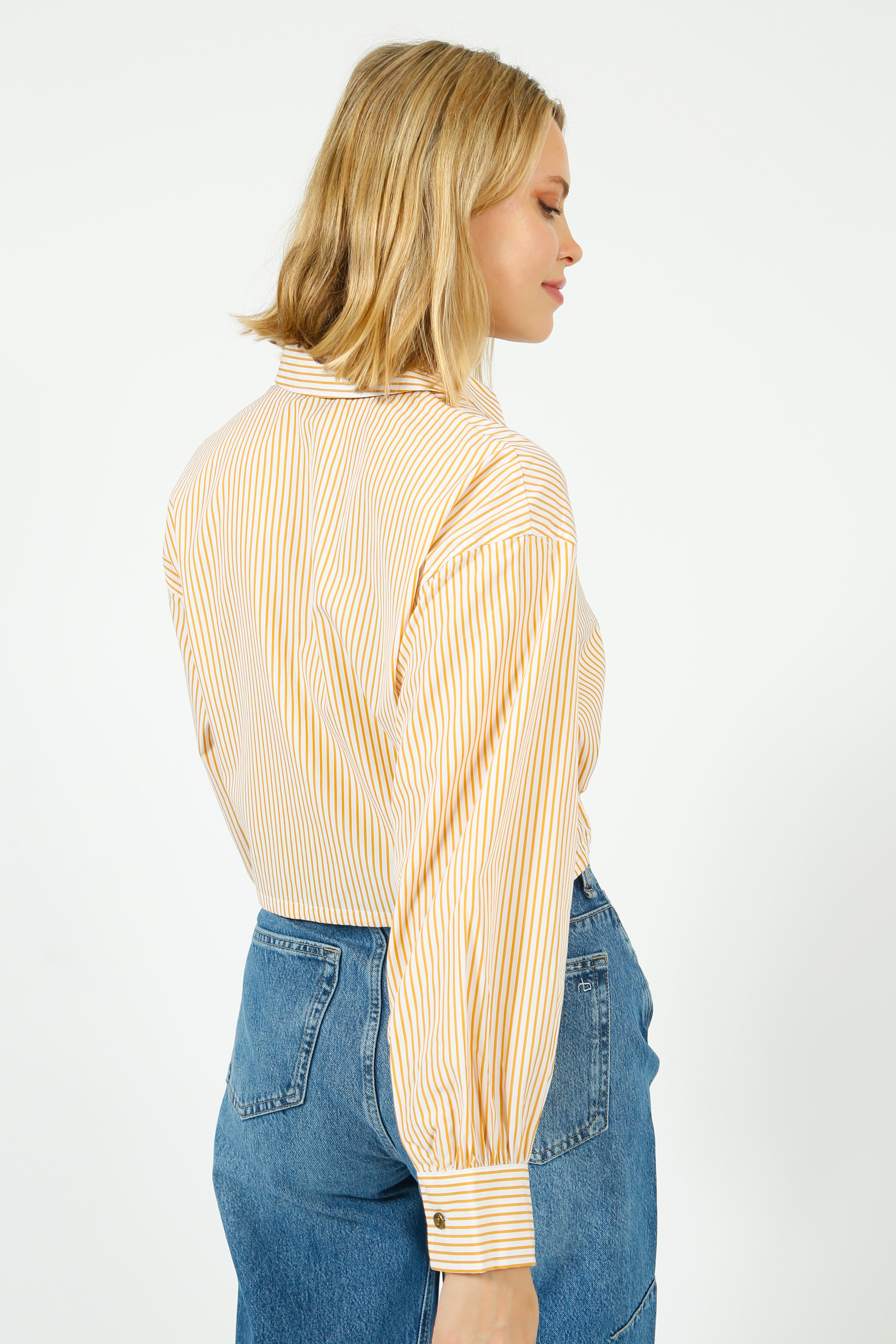 R&B Georgie Stripe Poplin Shirt in Gold Stripe