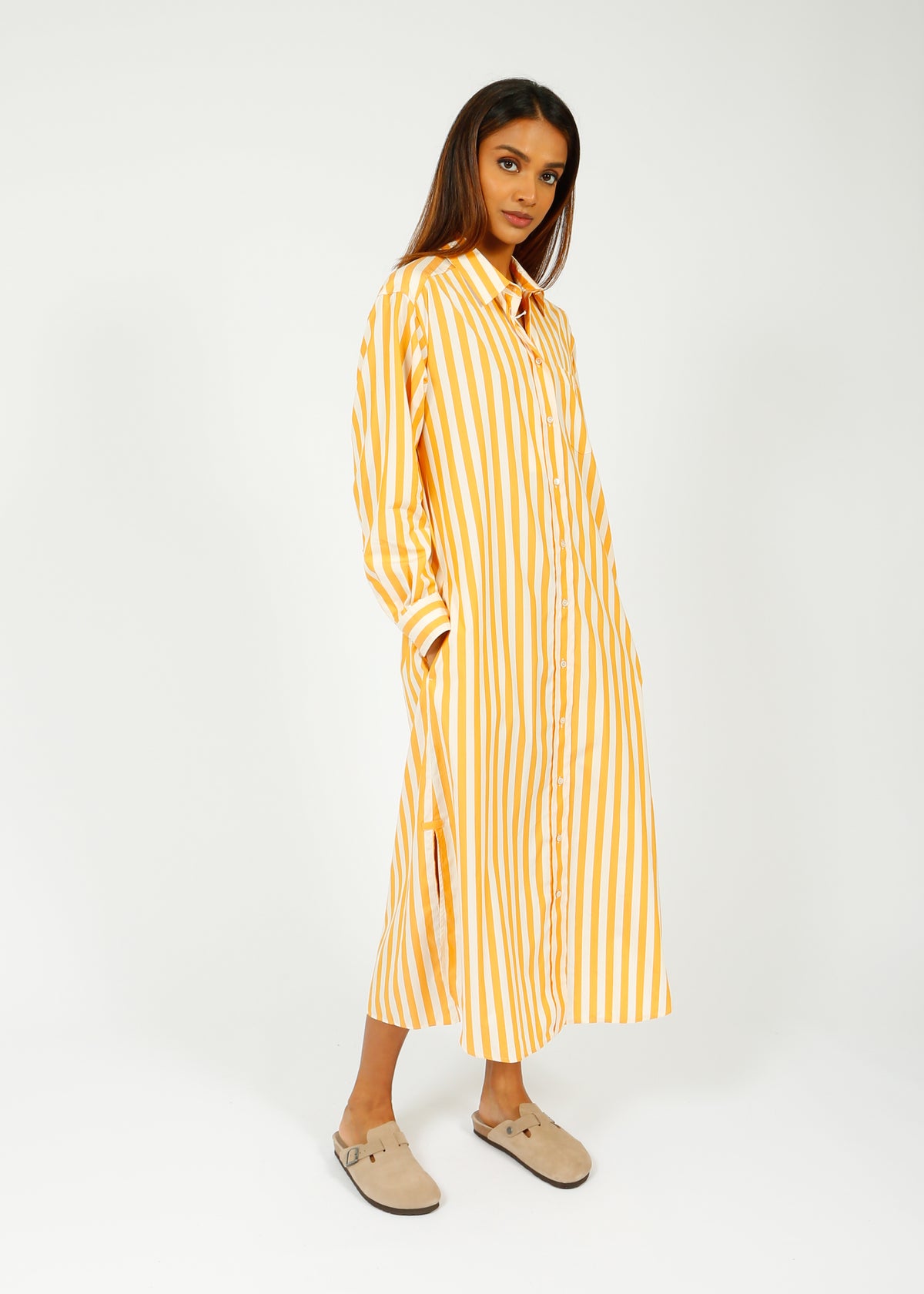 MM Falasco Shirt Dress in Ochre Stripe