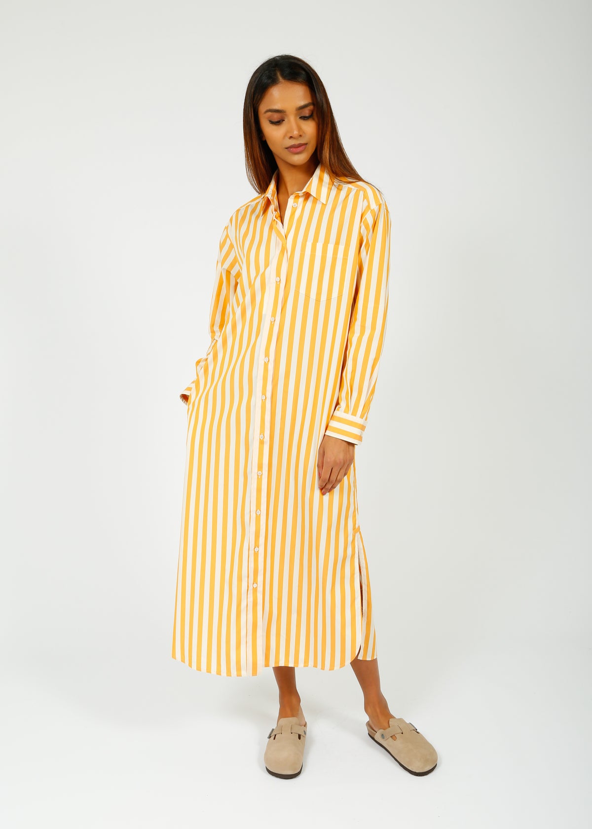 MM Falasco Shirt Dress in Ochre Stripe