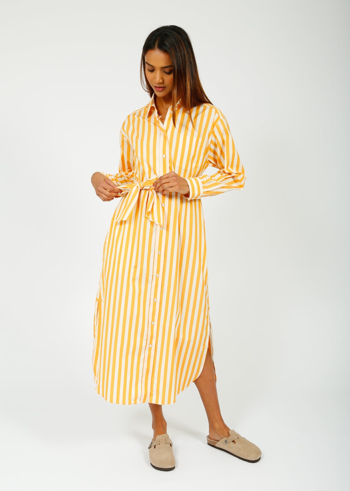 MM Falasco Shirt Dress in Ochre Stripe
