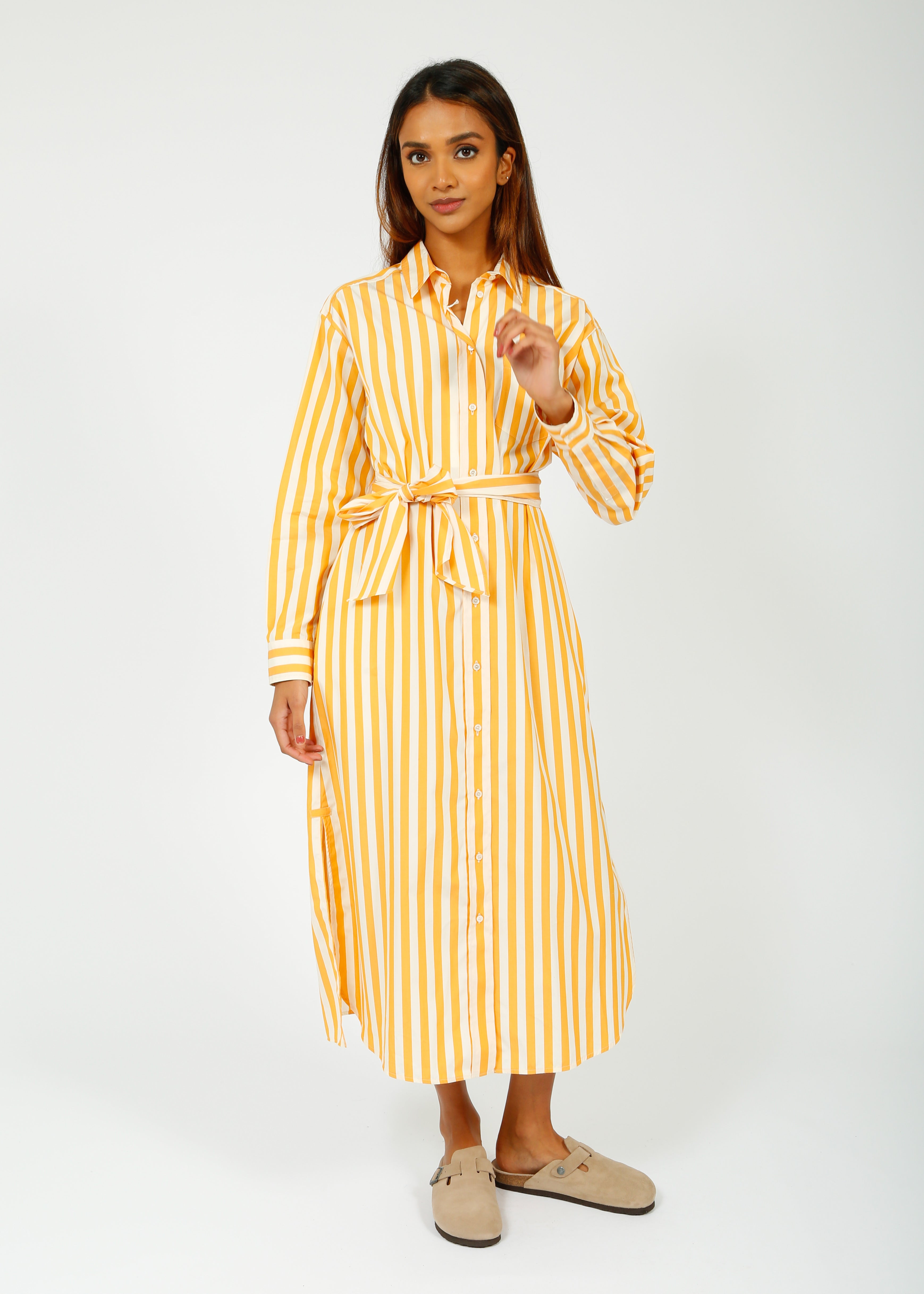 MM Falasco Shirt Dress in Ochre Stripe
