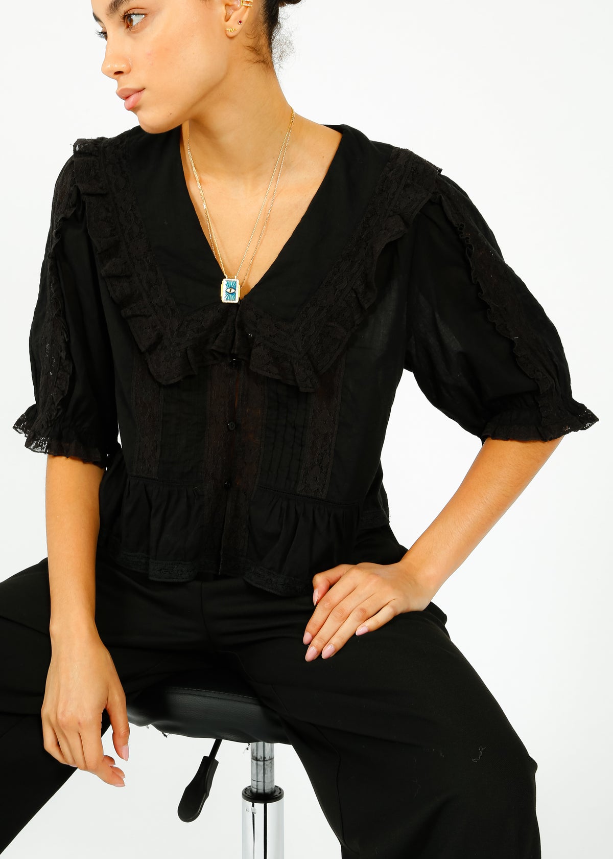 RIXO Ellery Top in Black