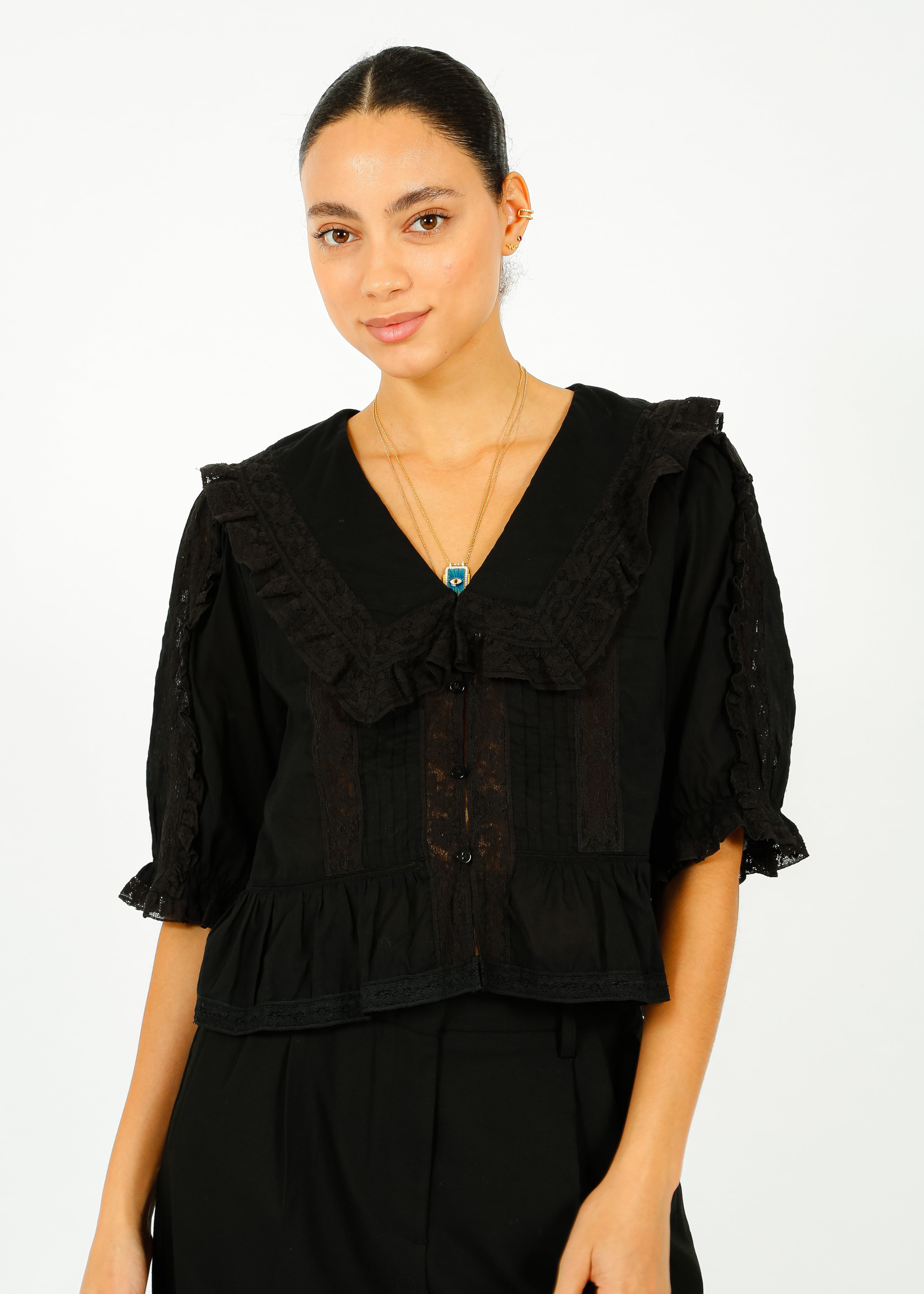 RIXO Ellery Top in Black
