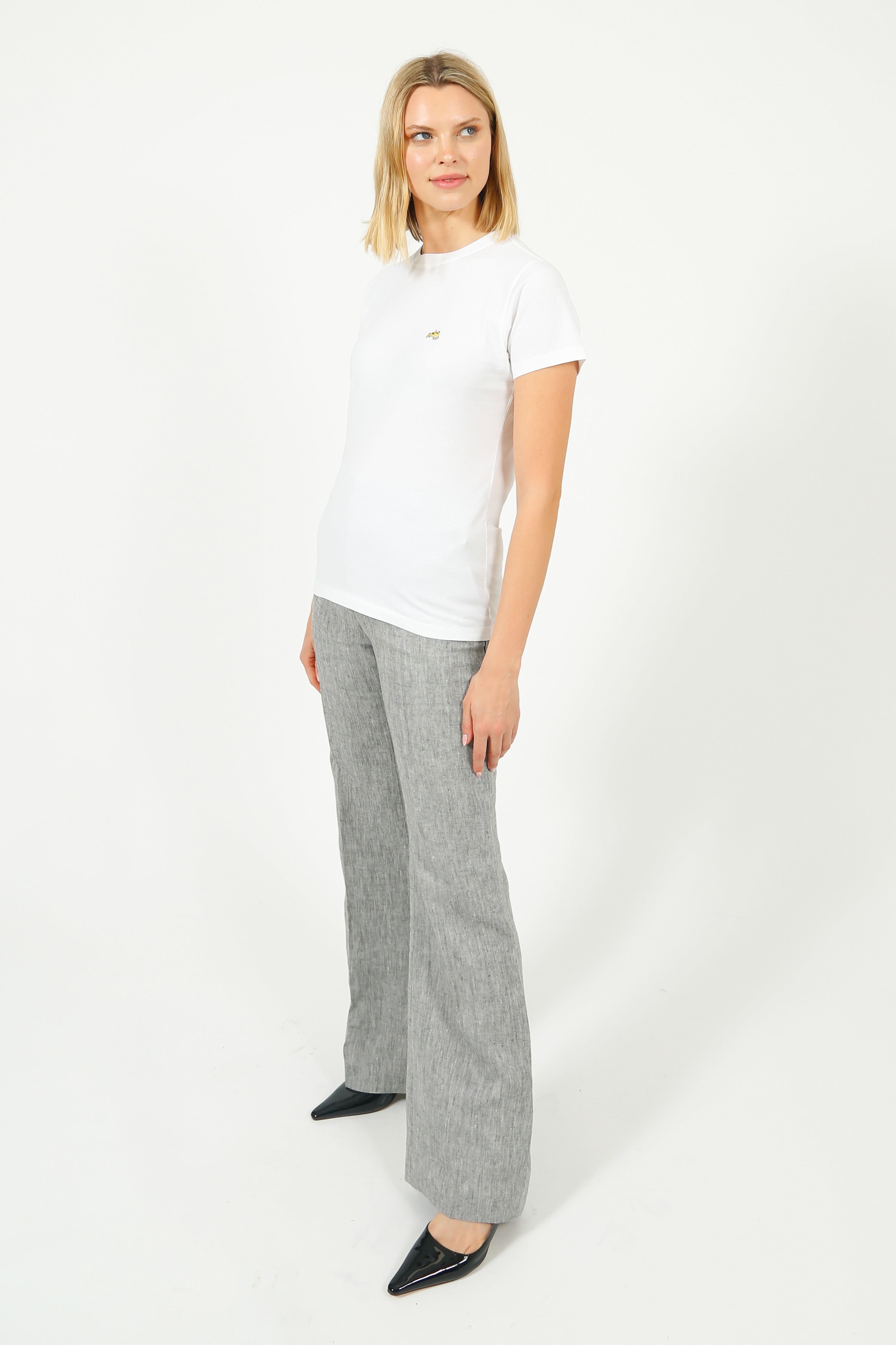 Bella Freud Embroidered Dog Classic Tee in White