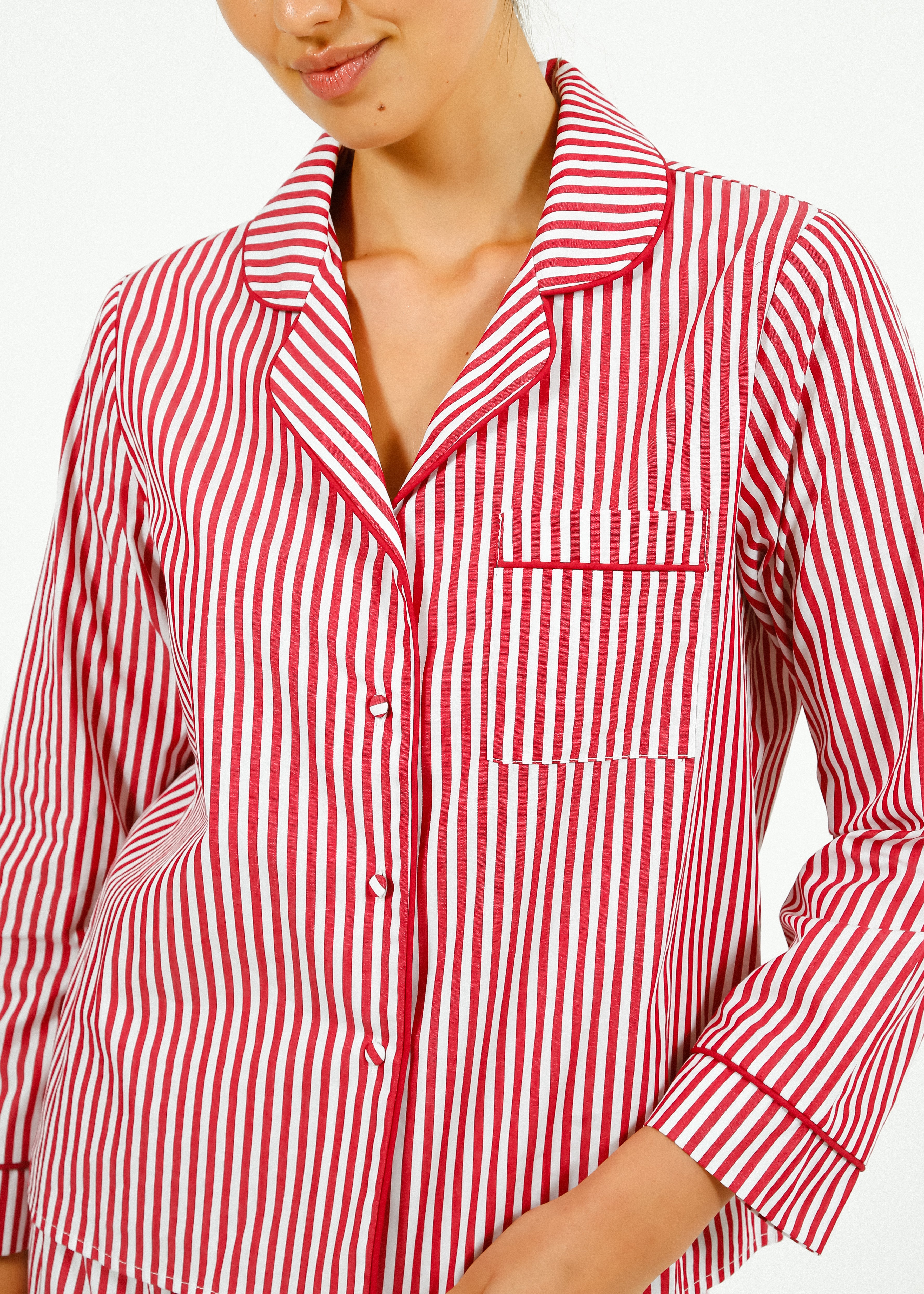 PARK Pyjama Set in Red, White Stripe