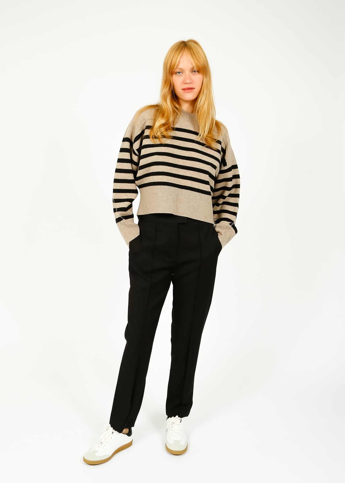 R&B Blaine Italian Wool Trousers in Black