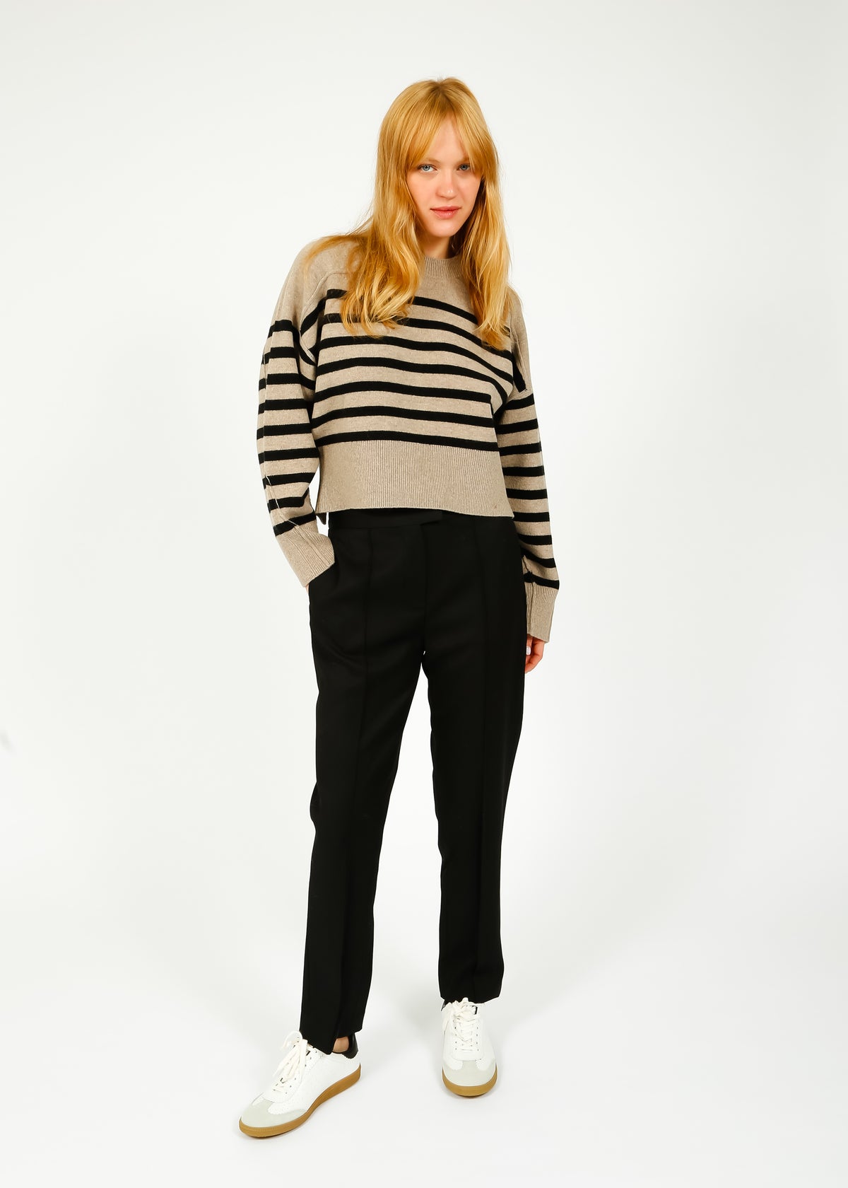 R&B Blaine Italian Wool Trousers in Black