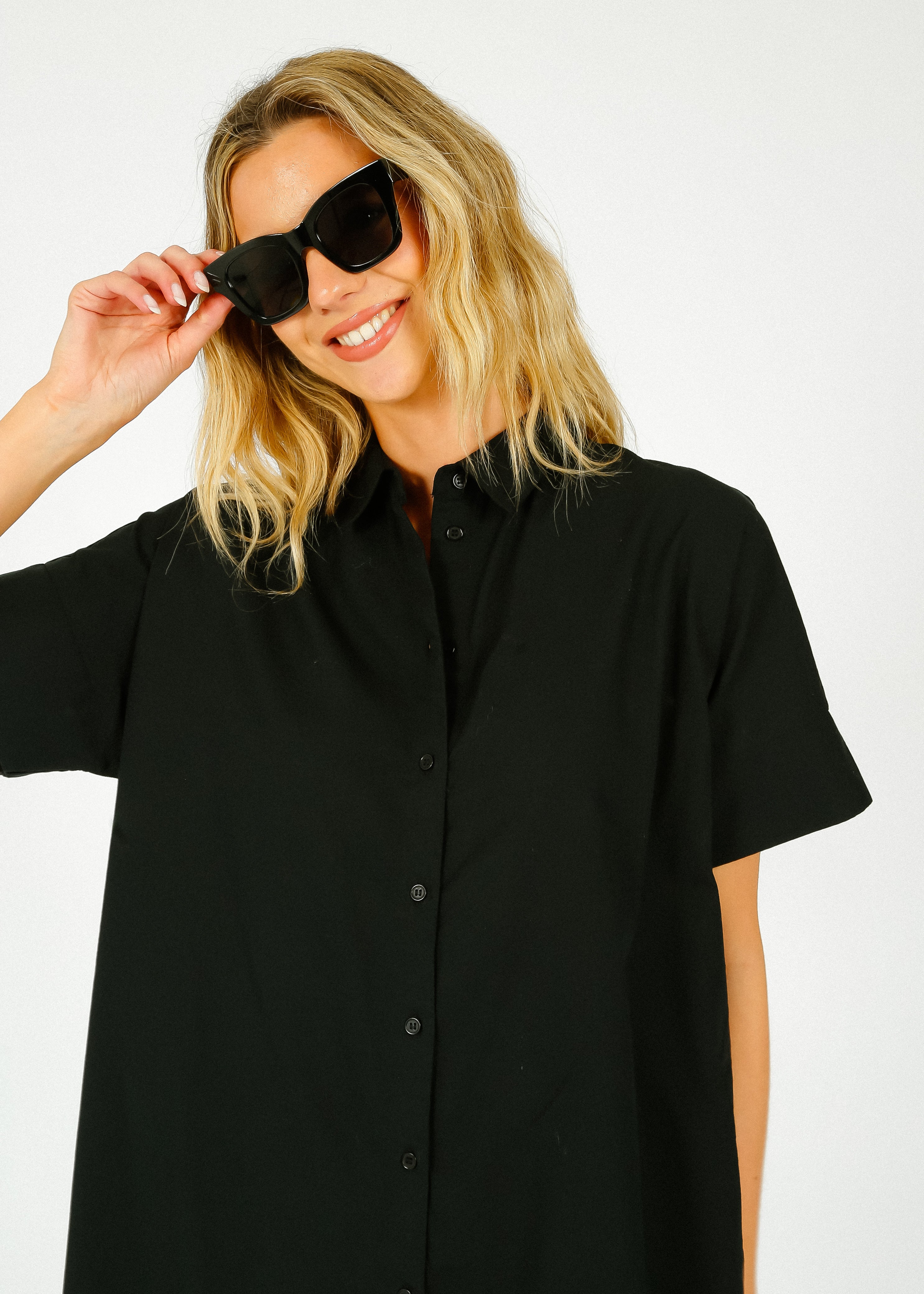 SLF Blair Short Shirt Dress in Black