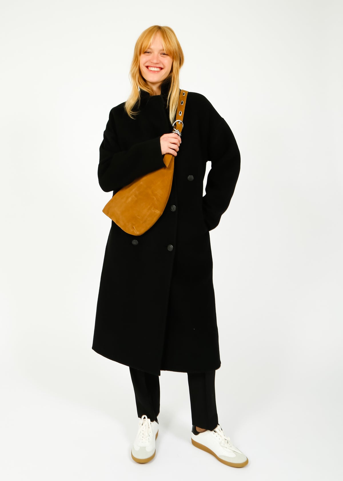 R&B Thea Italian Wool Splittable Coat in Black
