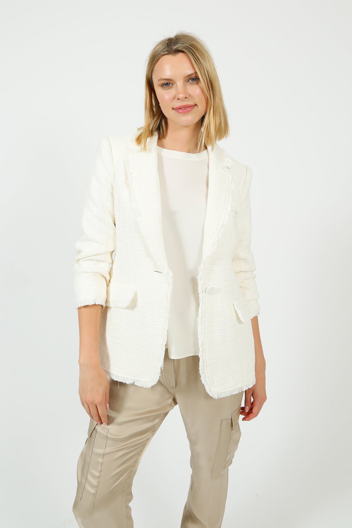 Cinq à Sept Boucle Khloe Blazer in Gardenia