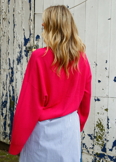PARK Cashmere Boyfriend Jumper in Hot Pink