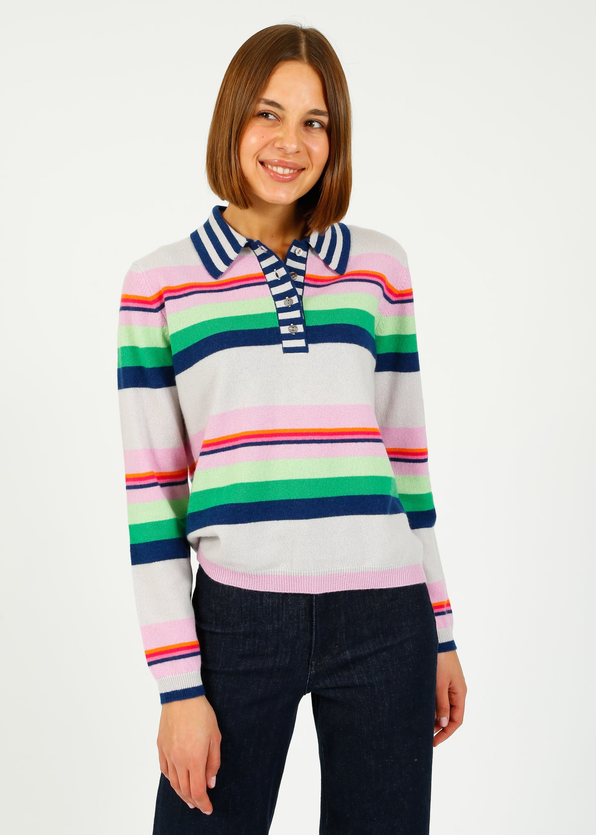 Jumper 1234 Cabana Stripe Polo in Fog Multi