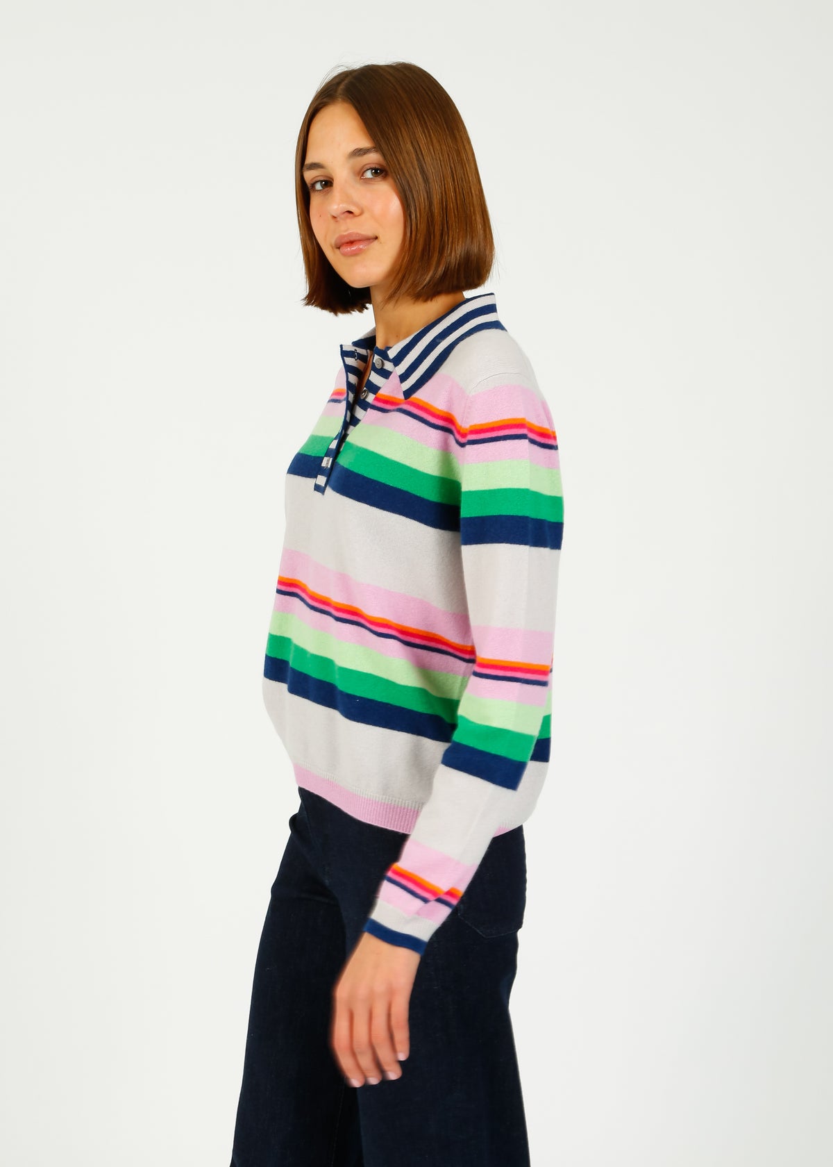 Jumper 1234 Cabana Stripe Polo in Fog Multi