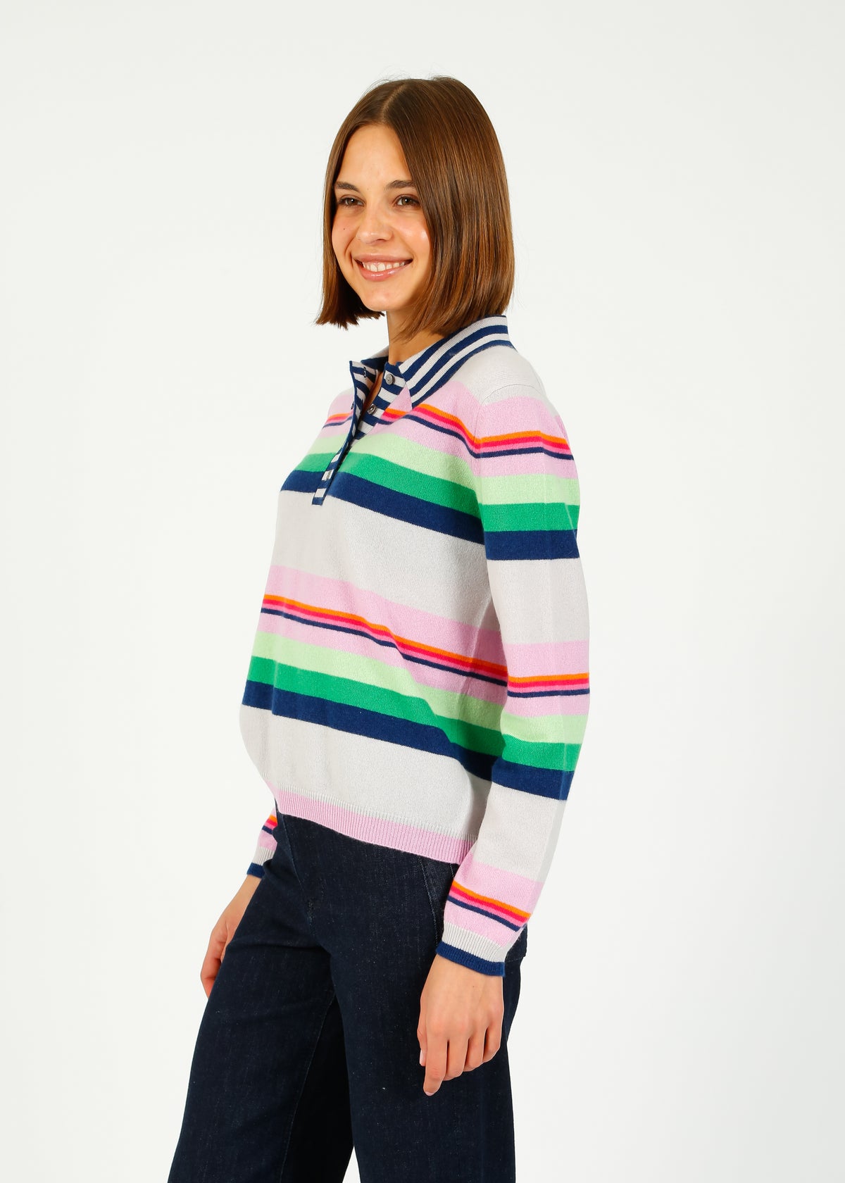 Jumper 1234 Cabana Stripe Polo in Fog Multi