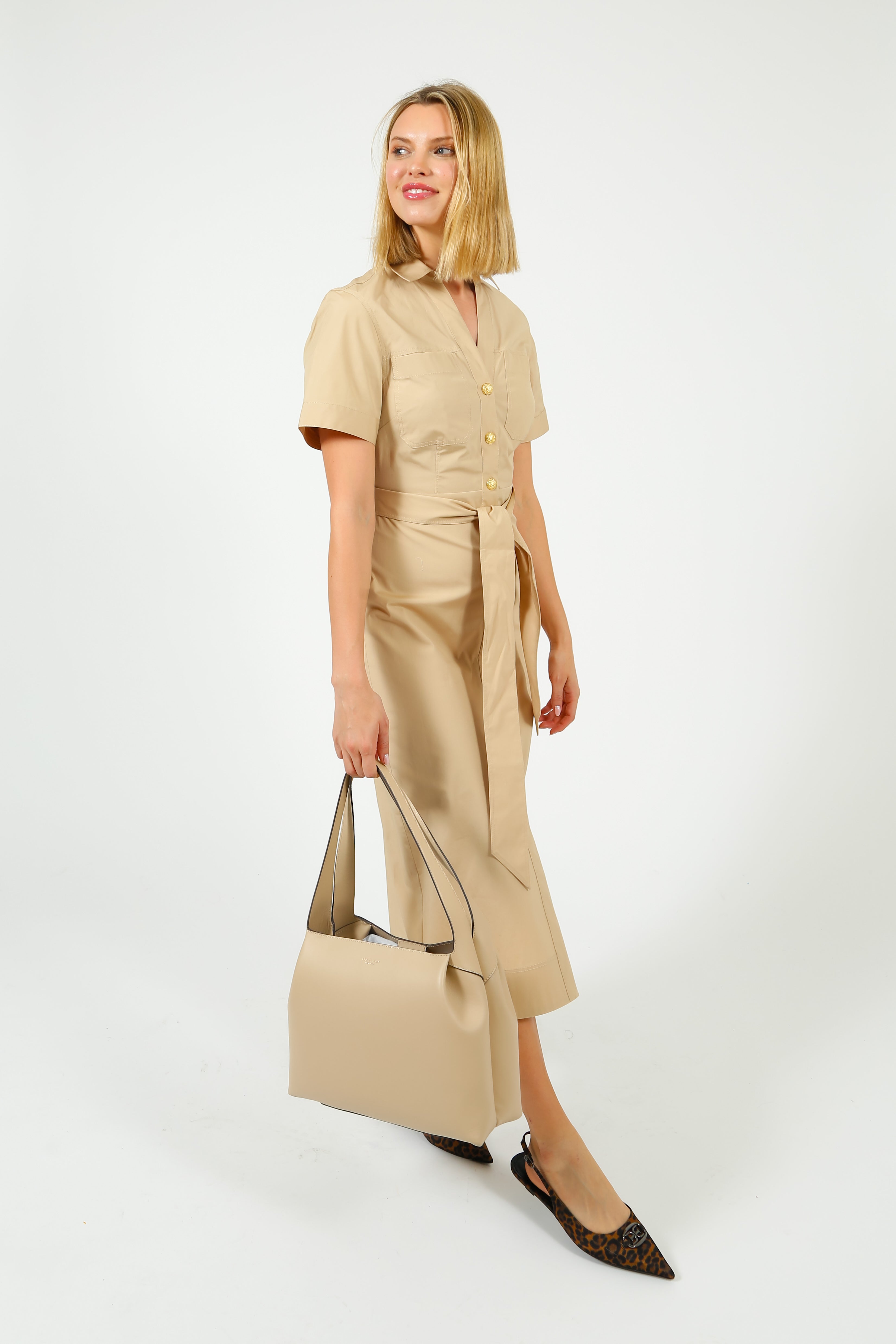 VB Tabby Midi Dress in Stone Khaki
