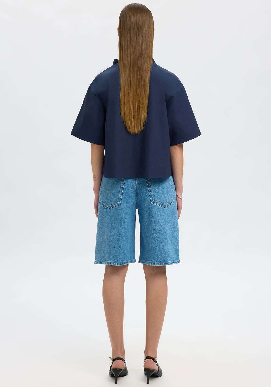 SELECTED Aya Juno Bow Shirt in Dark Sapphire