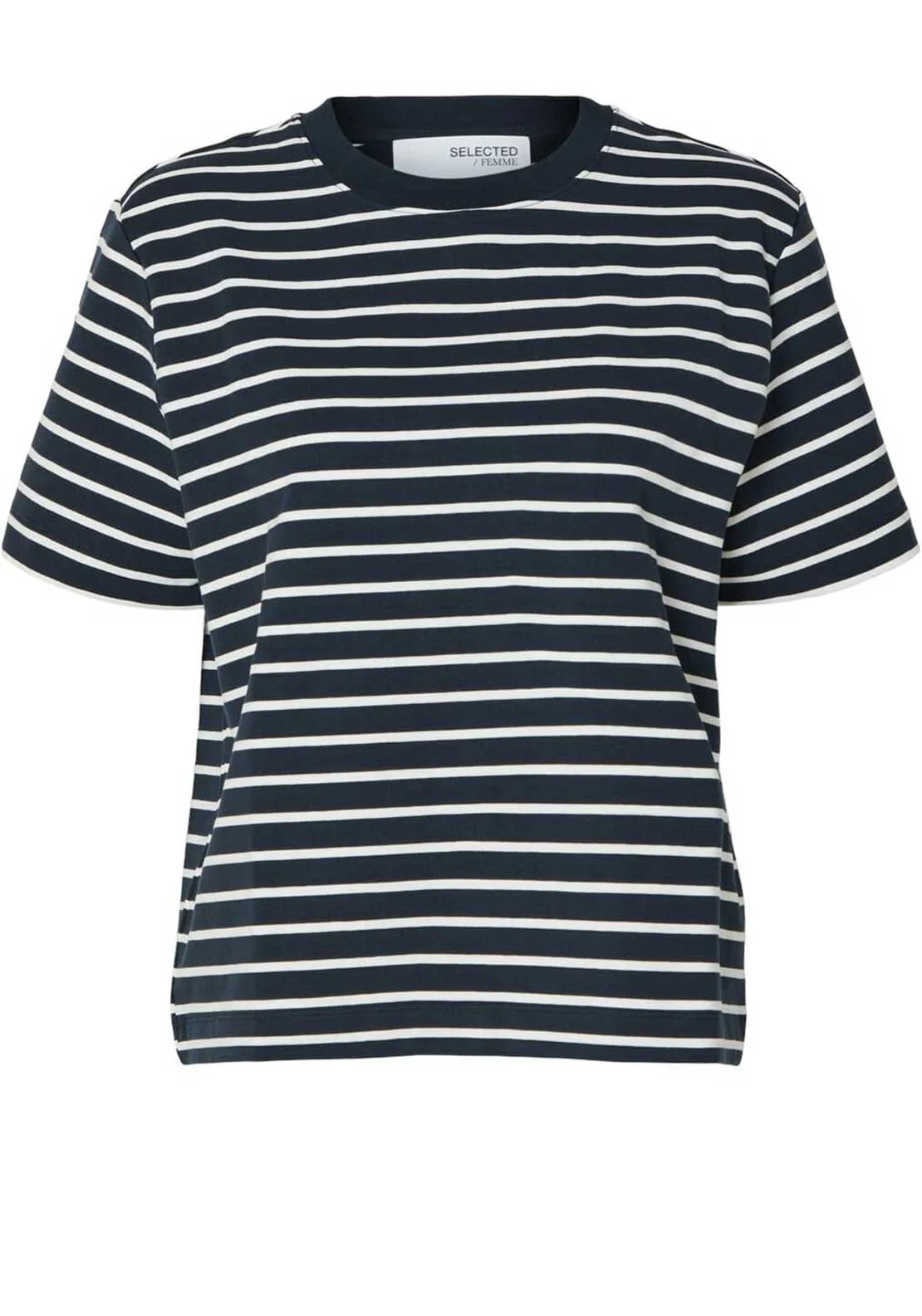 SLF Elfrida SS Boxy Tee in Dark Sapphire Stripes