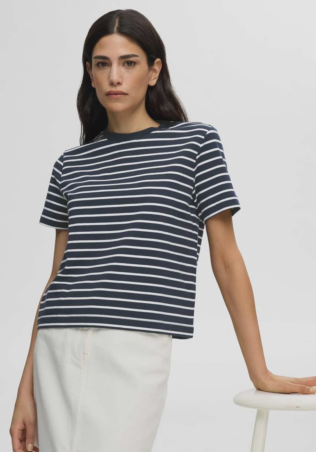 SLF Elfrida SS Boxy Tee in Dark Sapphire Stripes