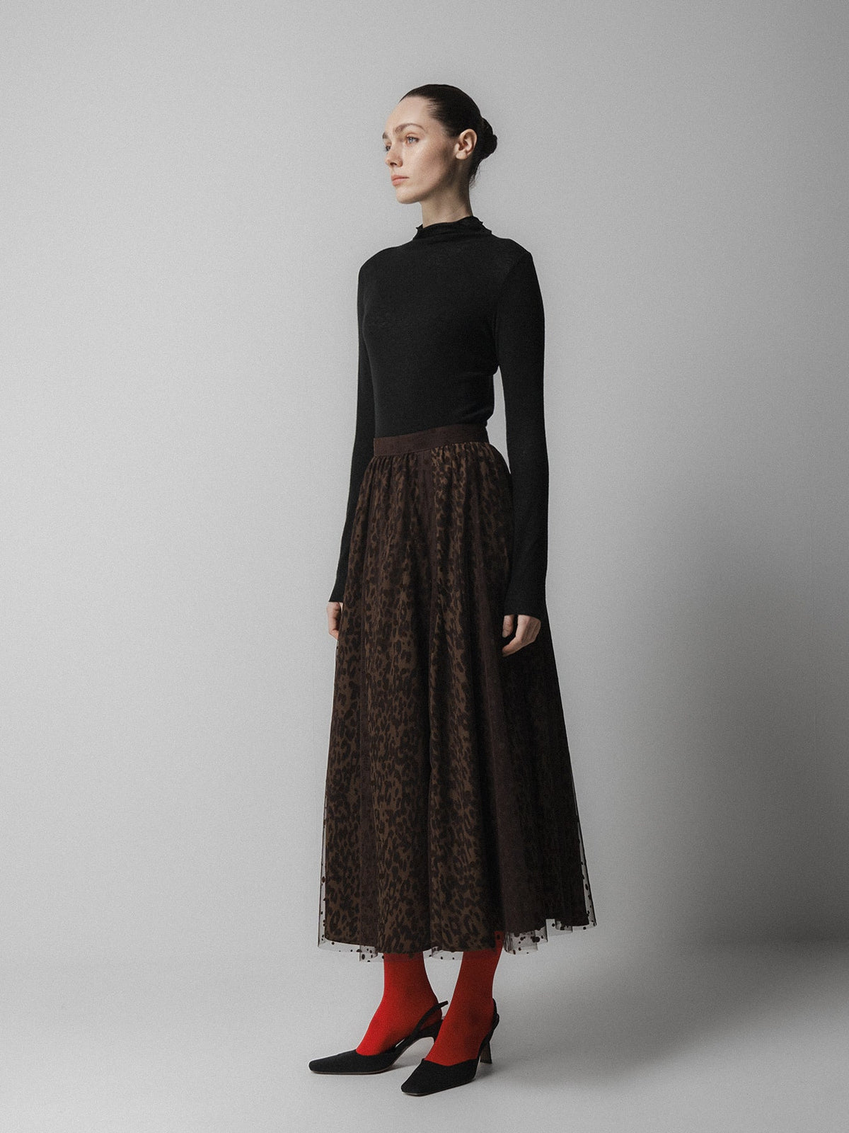Emin + Paul Layered Skirt in Brown Leopard