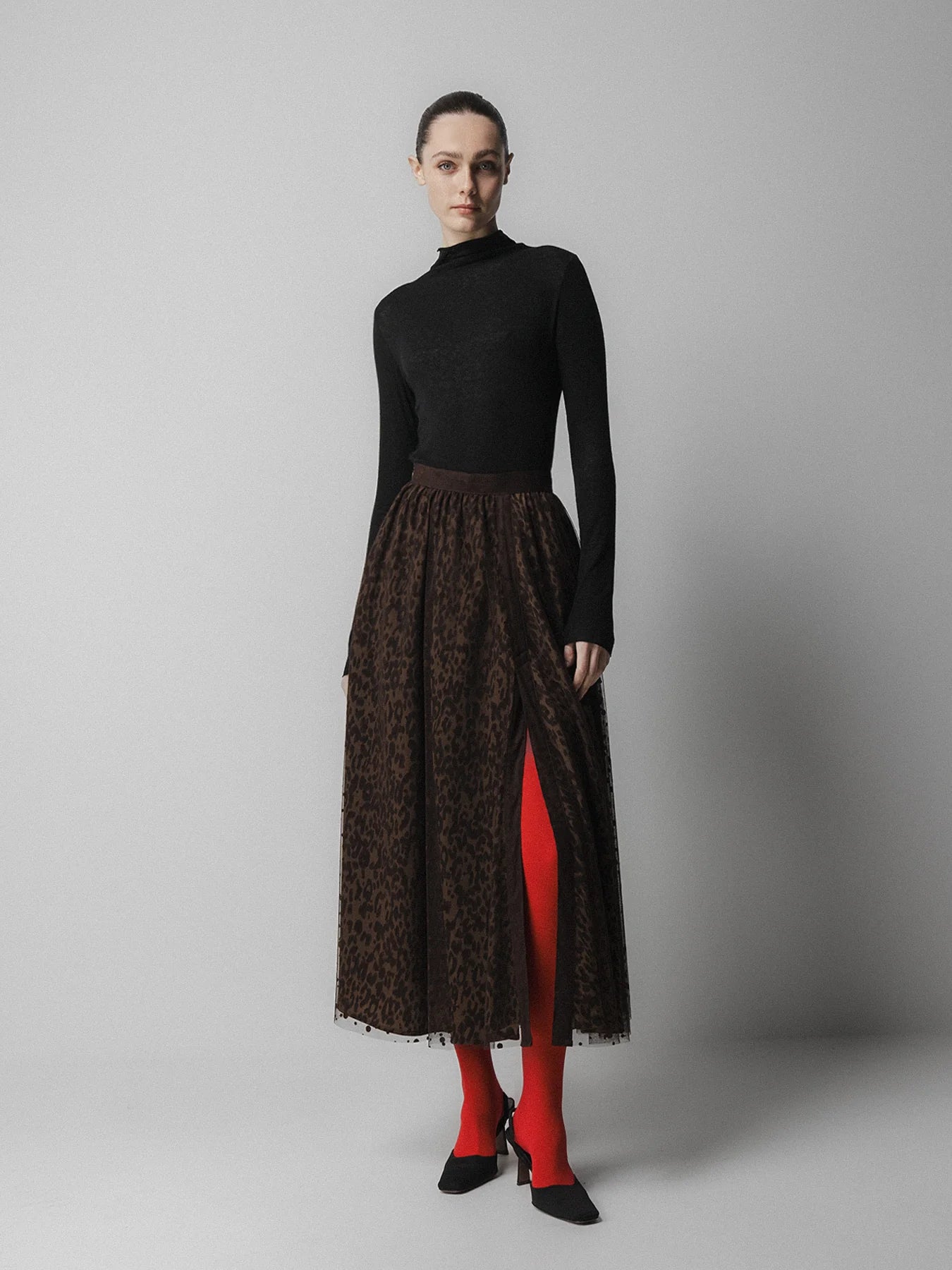 Emin + Paul Layered Skirt in Brown Leopard