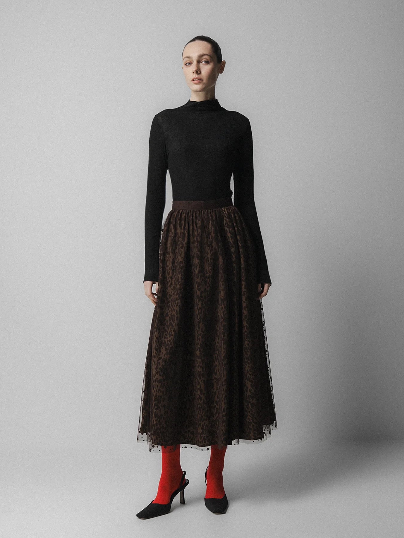 Emin + Paul Layered Skirt in Brown Leopard