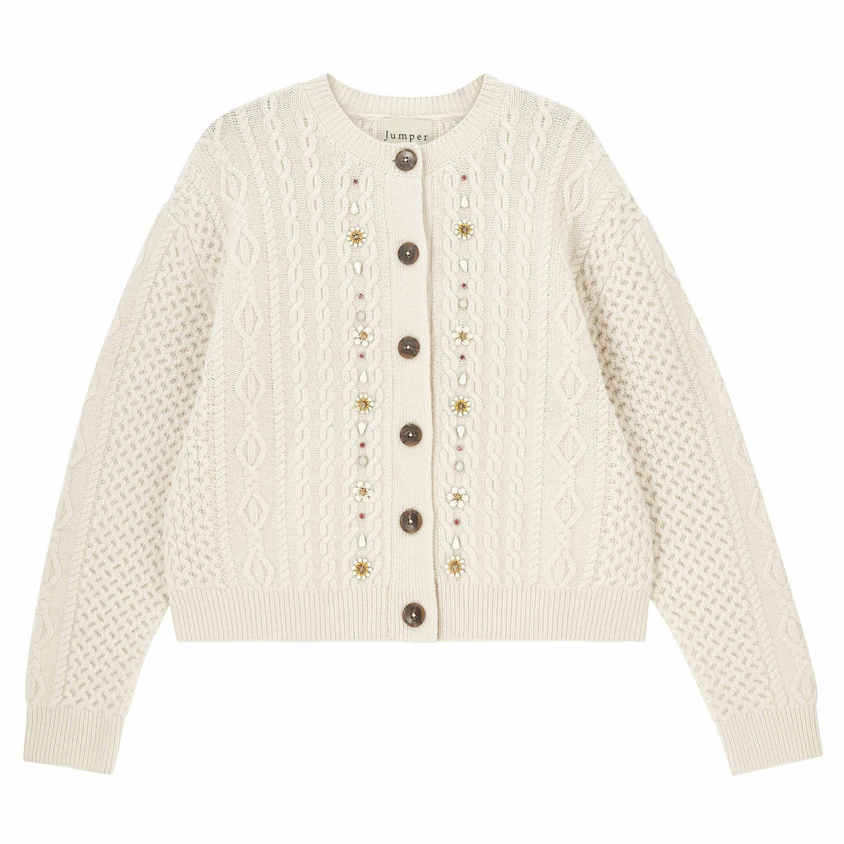 Jumper 1234 Jewel Cable Cardigan in Jasmine