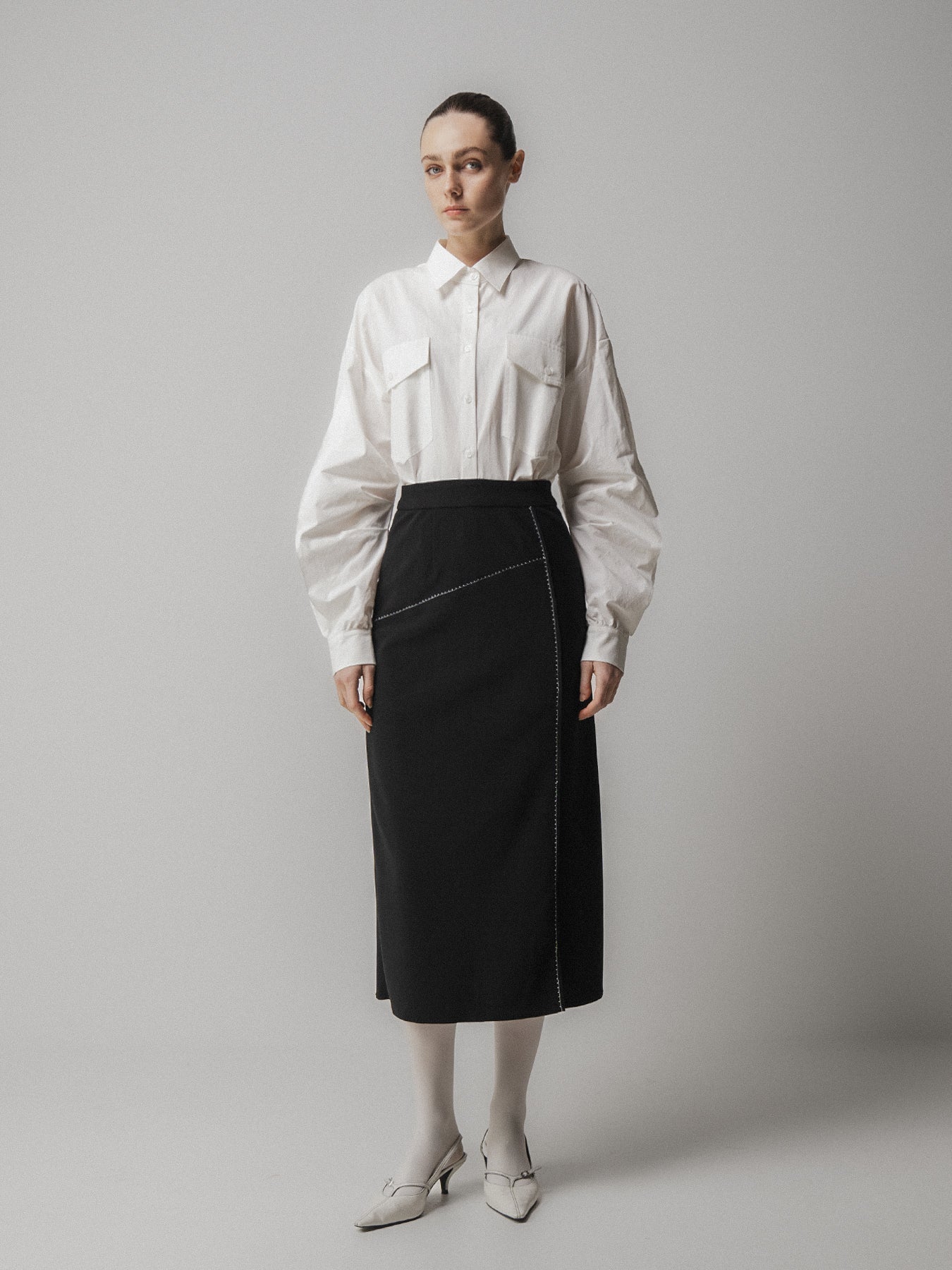Emin + Paul Back Gathered Shirt in White