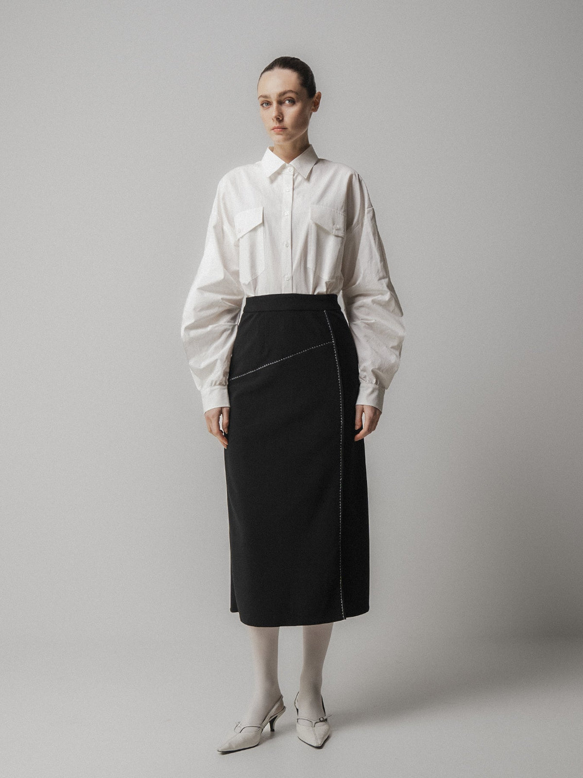 Emin + Paul Back Gathered Shirt in White