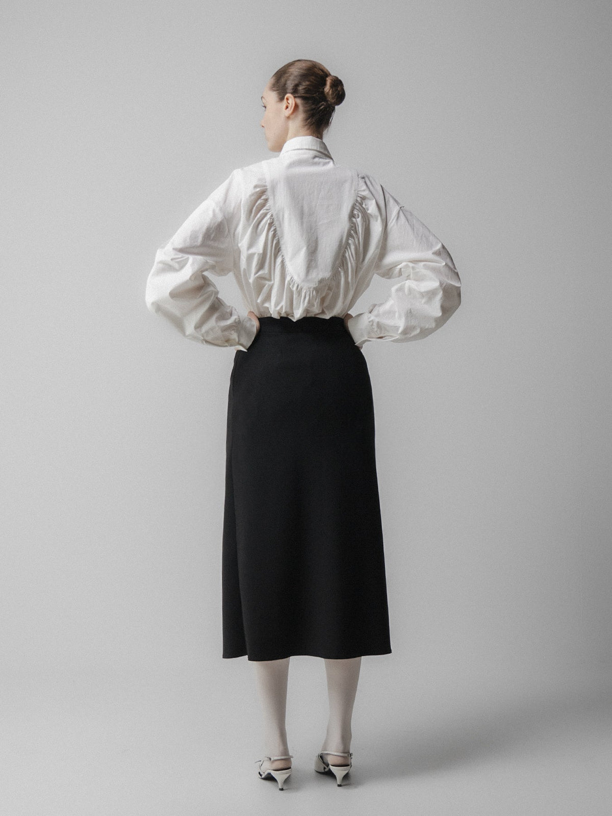 Emin + Paul Back Gathered Shirt in White