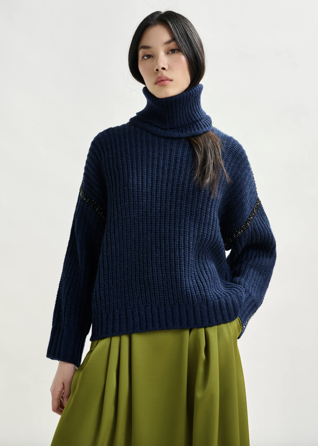 Essentiel Antwerp Indsay Embellished Knit in Black Iris