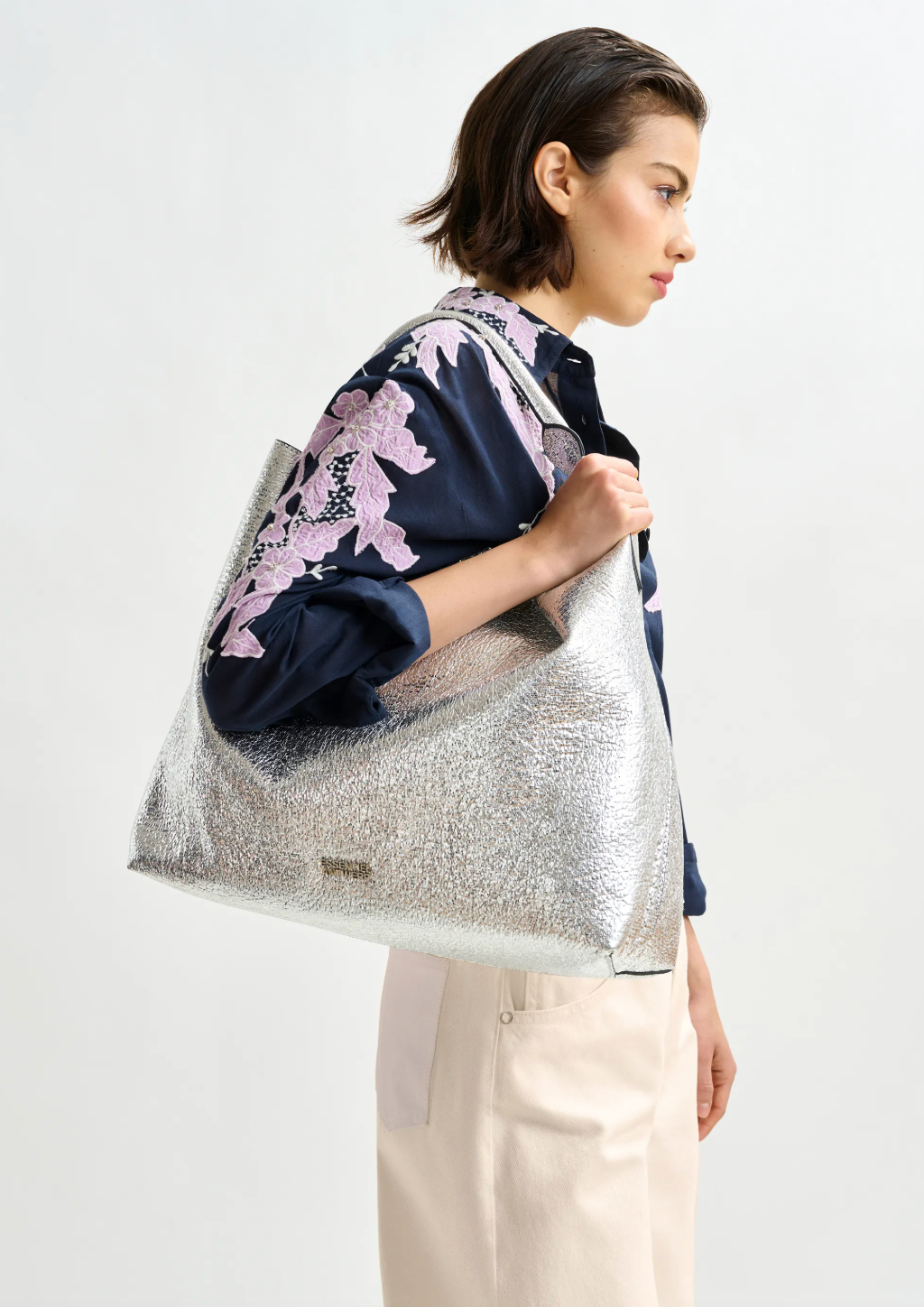 Essentiel Antwerp Ishimbay Embroidered Top in Navy