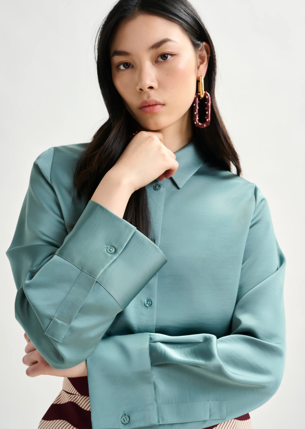 Essentiel Antwerp Ipomoea Boxy Top in Poseidon Blue