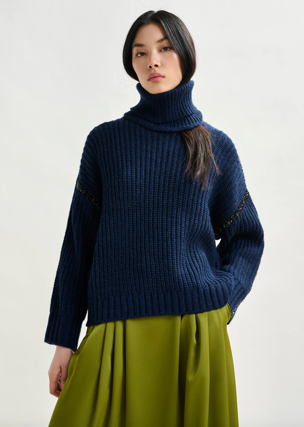 Essentiel Antwerp Indsay Embellished Knit in Black Iris